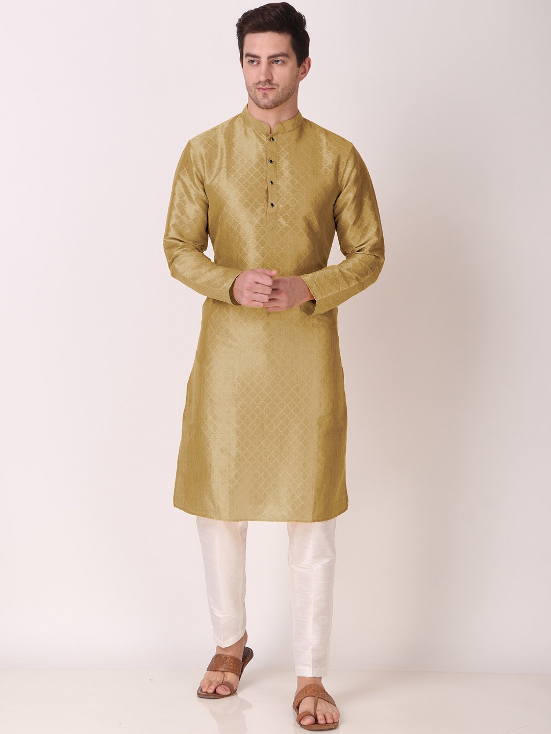 

Cult Indie Ethnic Motifs Woven Design Jacquard Kurta, Gold