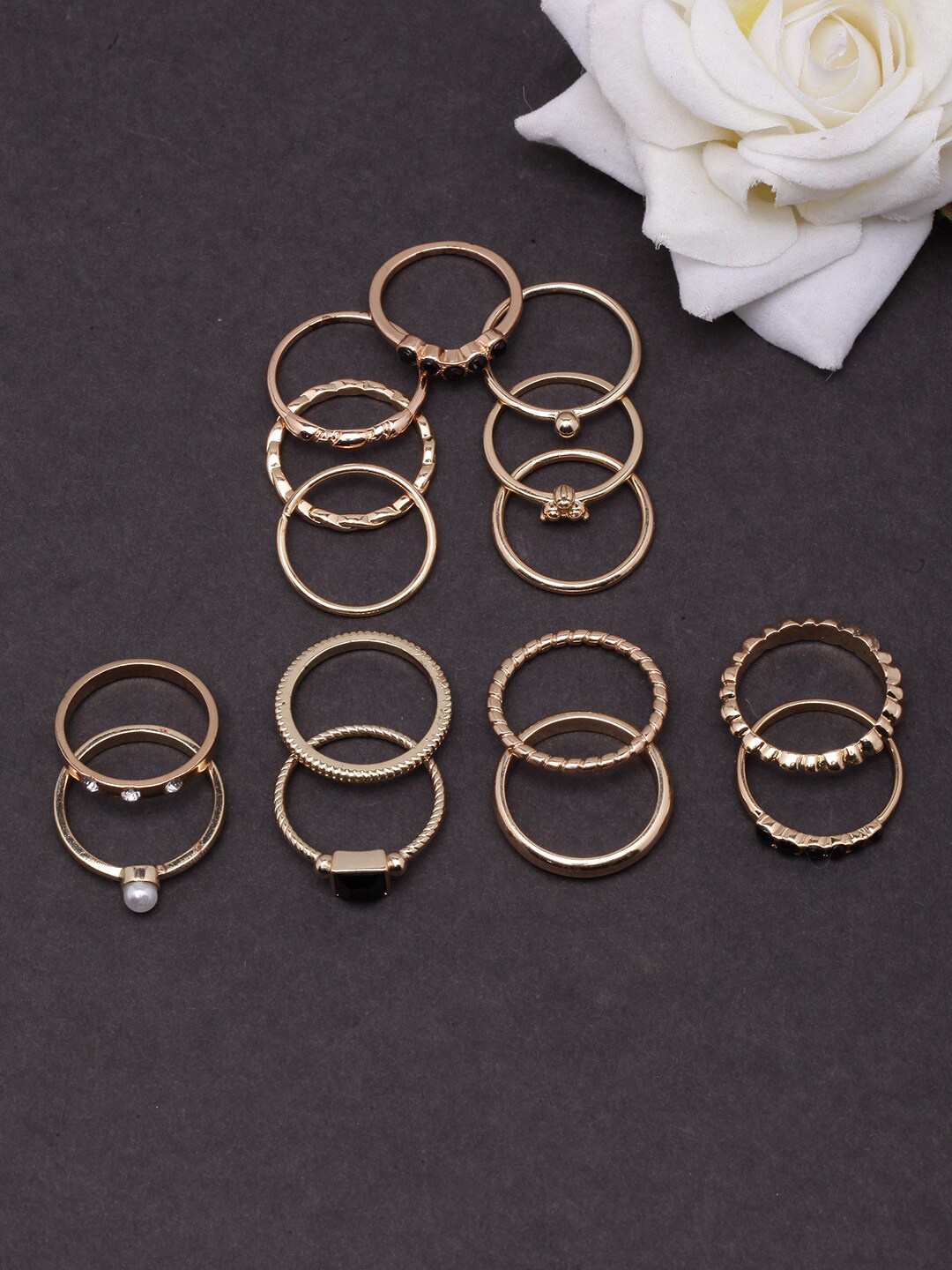 

DIVA WALK Set Of 15 Gold-Plated Finger Rings