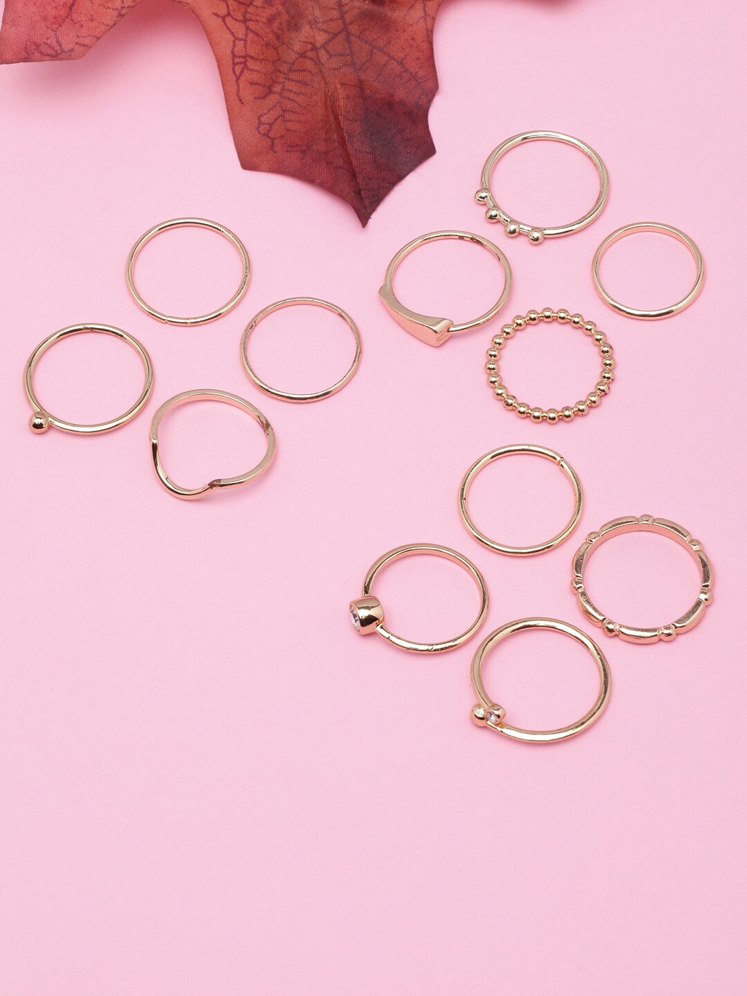 

DIVA WALK Set Of 12 Rose Gold-Plated Finger Rings