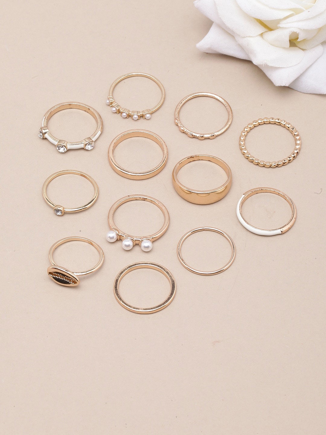 

DIVA WALK Set of 12 Gold-Plated Finger Rings