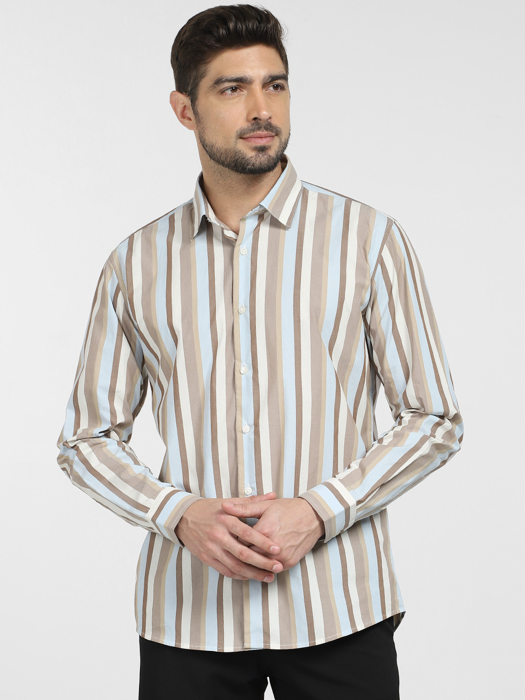 

SELECTED Striped Spread Collar Cotton Casual Shirt, Peach