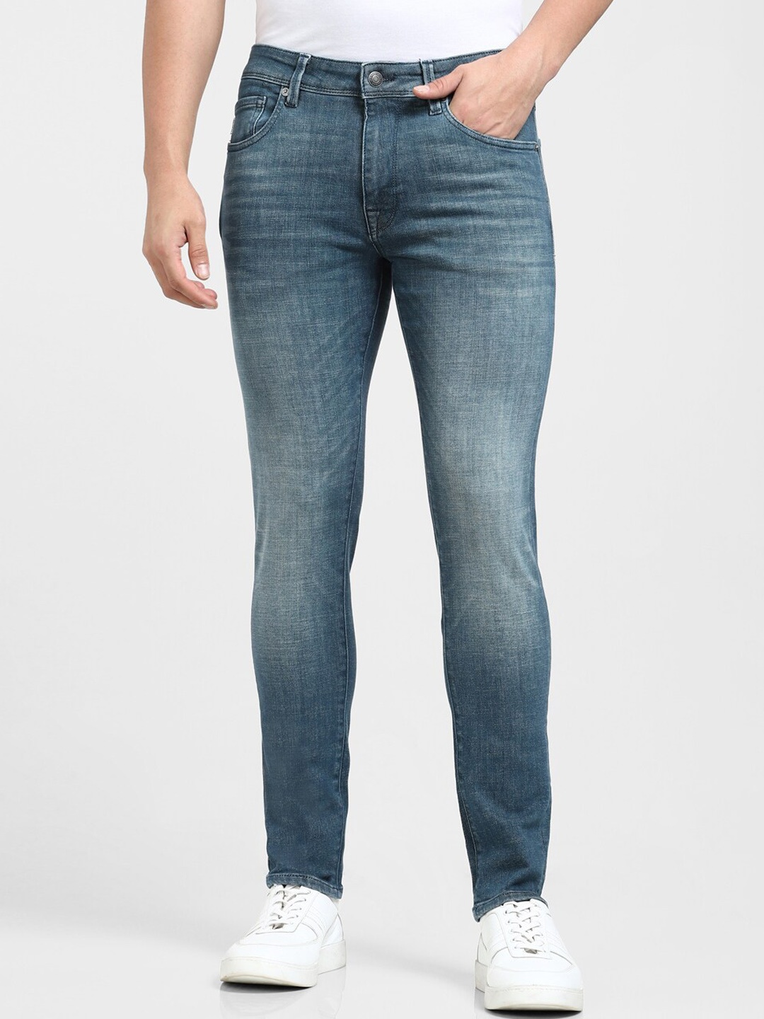 

SELECTED Men Clean Look Heavy Fade Slim Fit Cotton Jeans, Blue