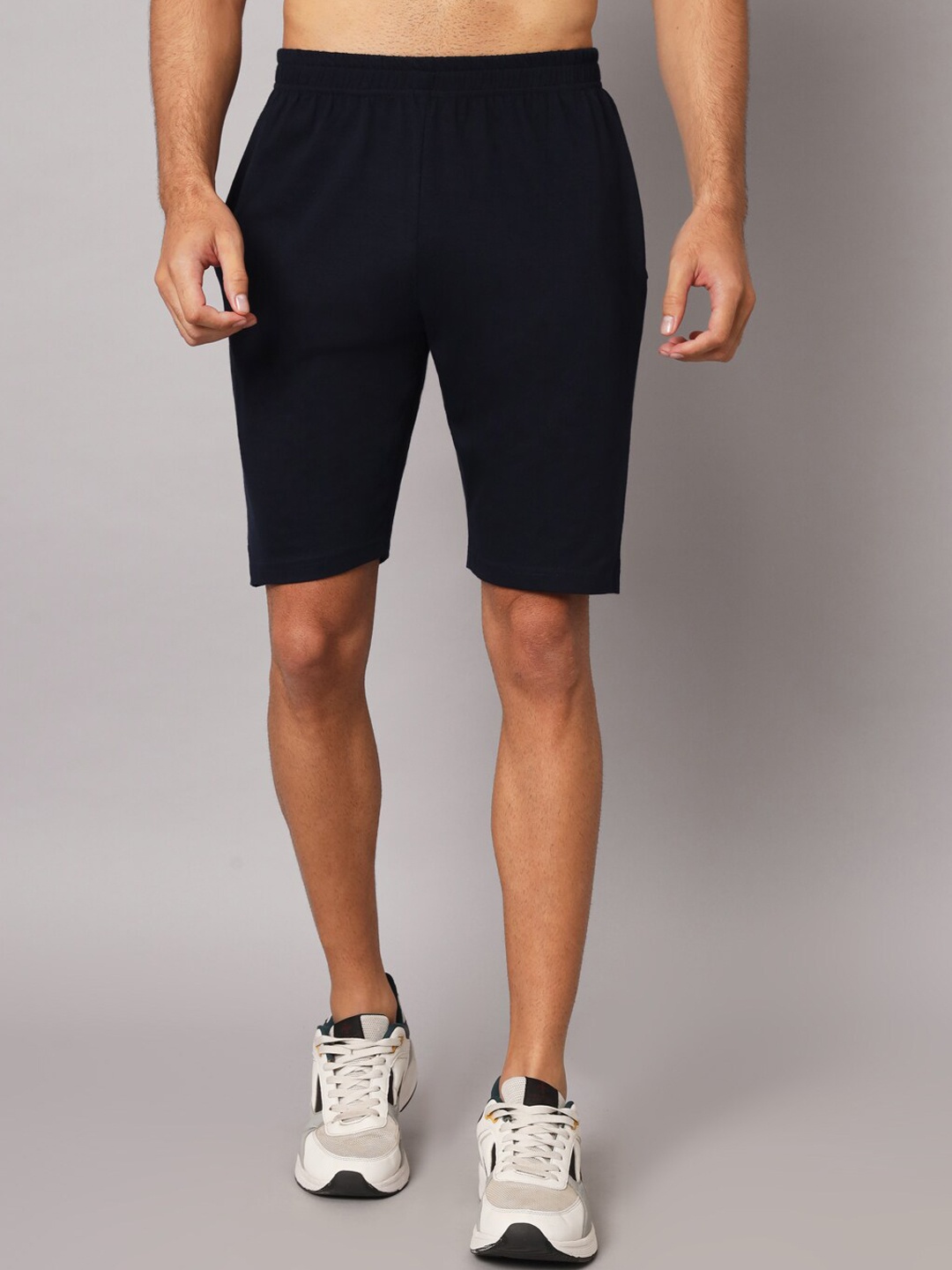 

appulse Men Loose Fit Cotton Sports Shorts, Navy blue