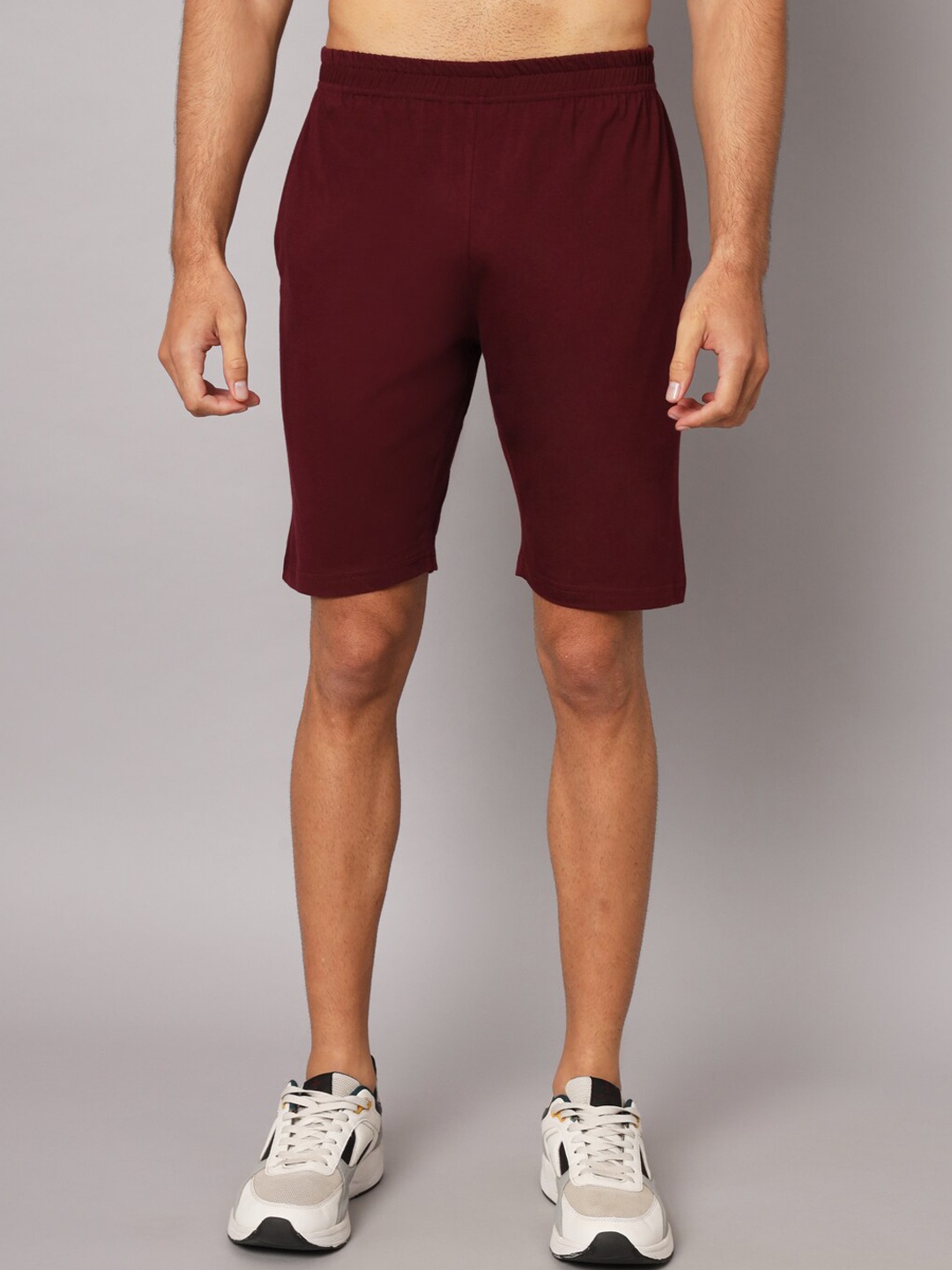 

appulse Men Mid-Rise Cotton Sports Shorts, Maroon