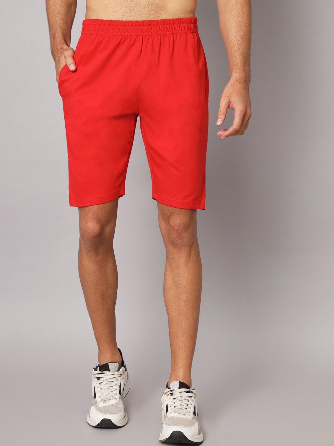 

appulse Men Mid-Rise Cotton Sports Shorts, Red