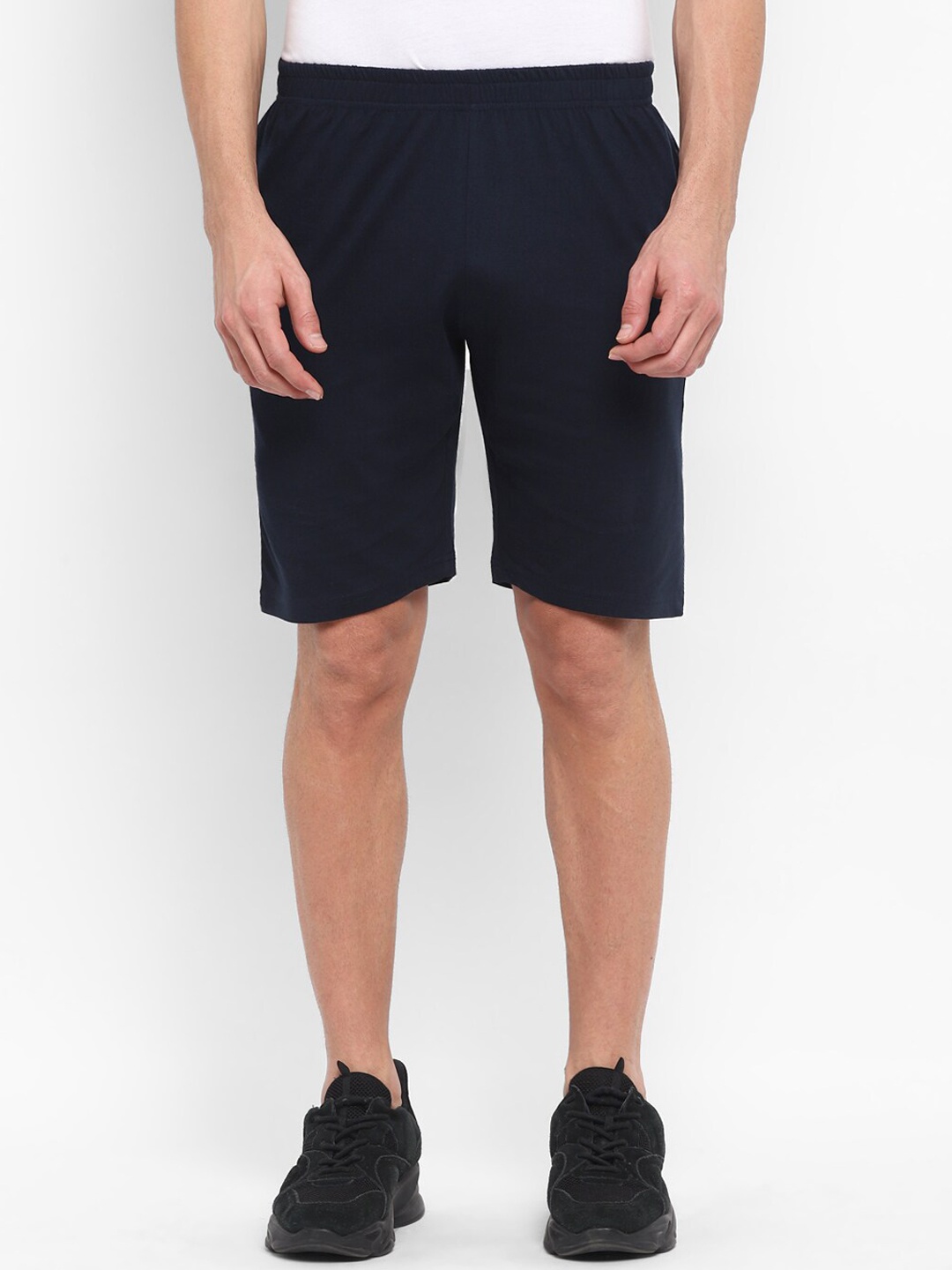 

appulse Men Mid-Rise Loose Fit Cotton Shorts, Navy blue