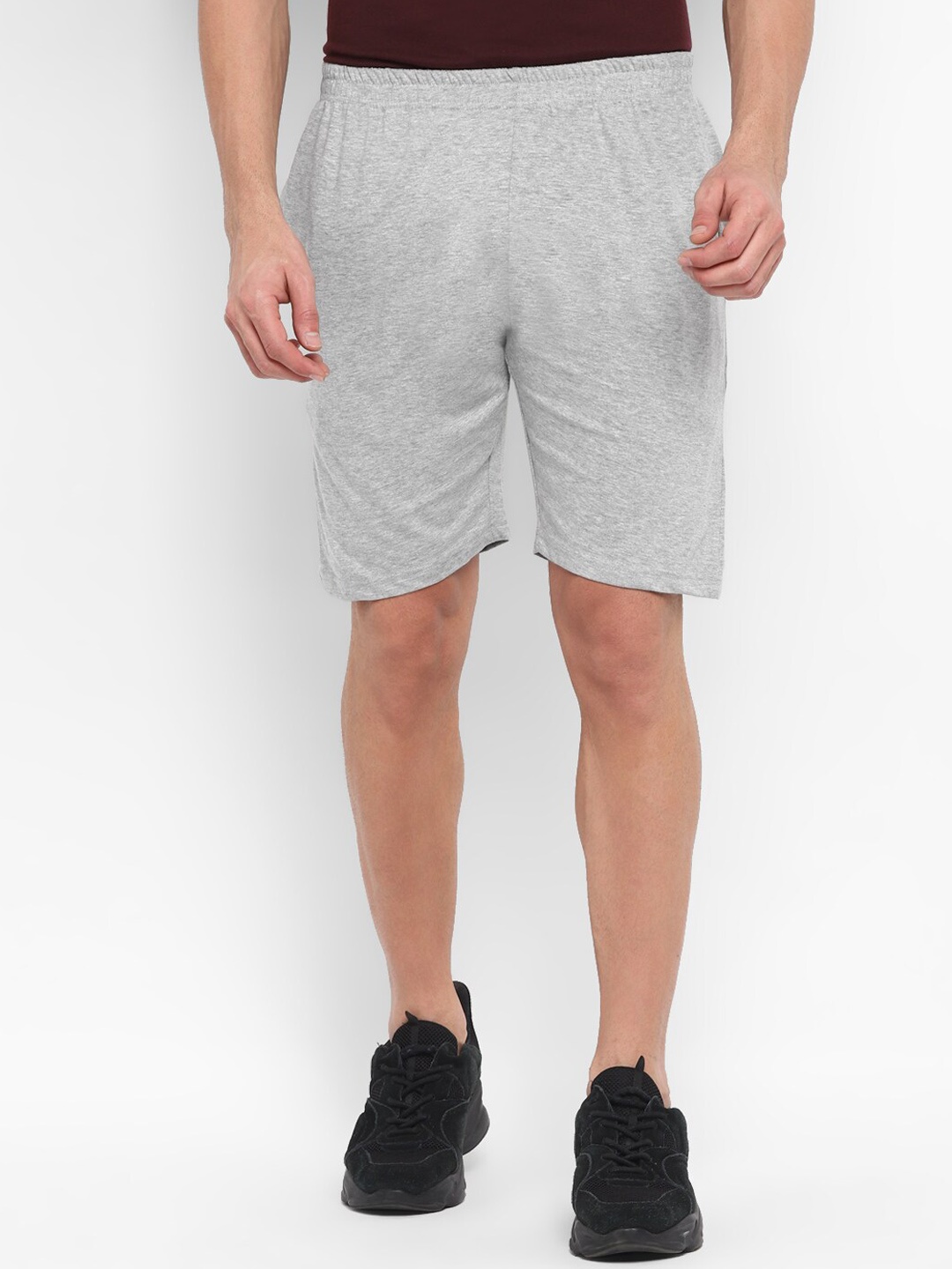 

appulse Men Mid-Rise Cotton Sports Shorts, Grey melange