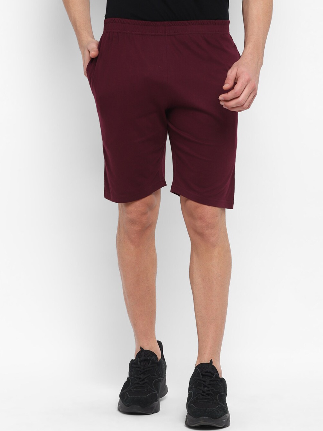 

appulse Men Mid-Rise Loose Fit Cotton Shorts, Maroon
