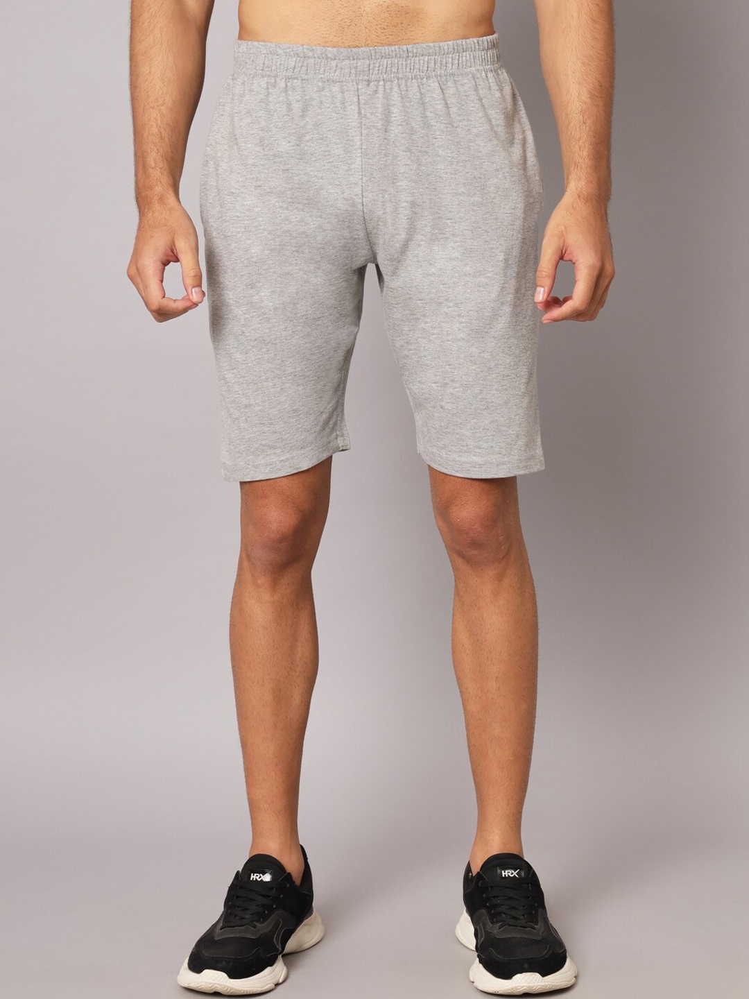 

appulse Men Mid-Rise Cotton Sports Shorts, Grey melange