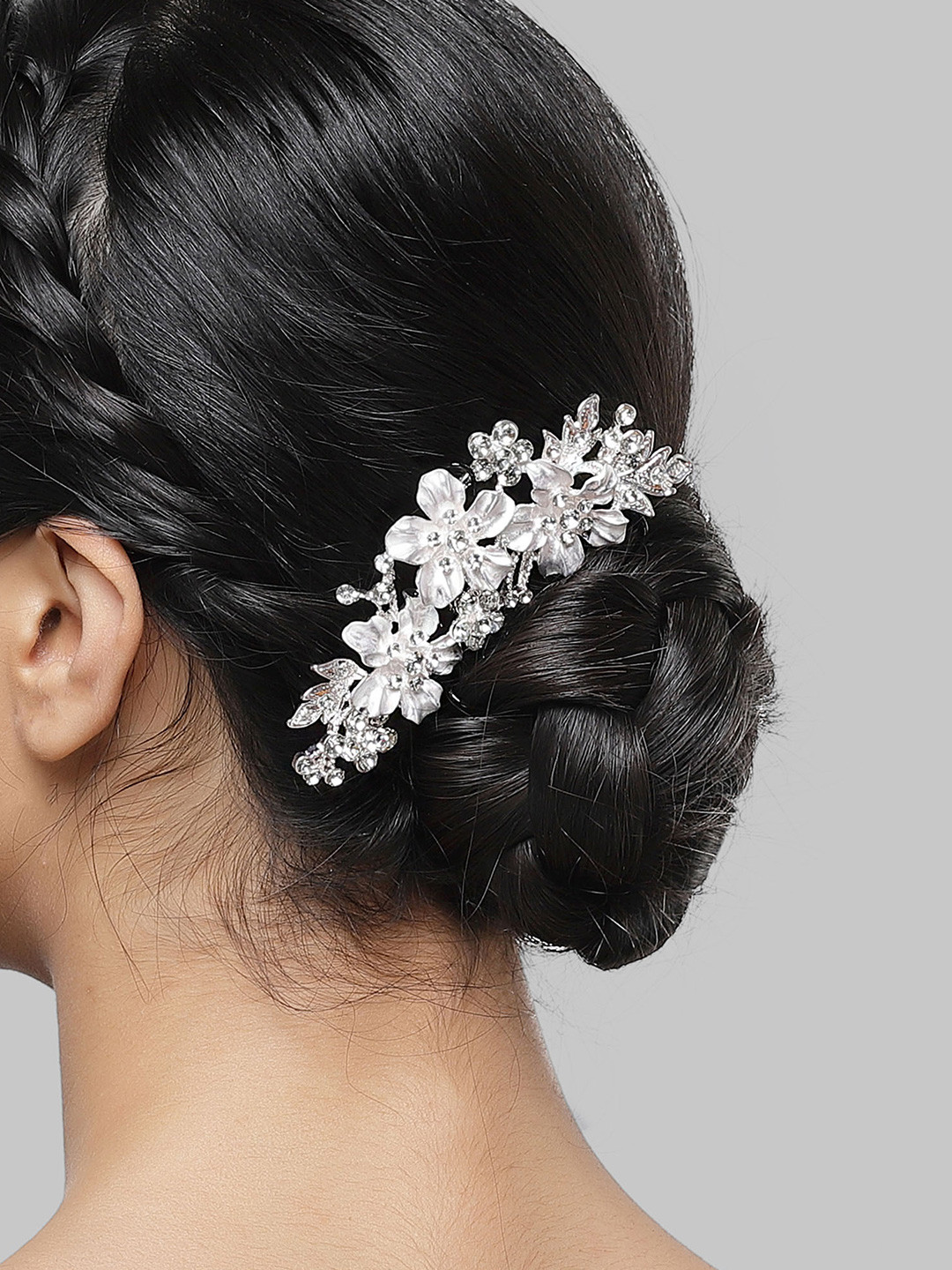 

Bohey by KARATCART Women Silver-Plated Embellished Comb Pin