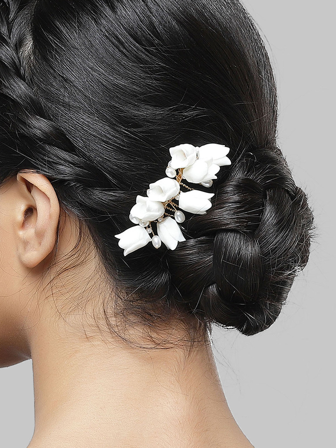 

Bohey by KARATCART Embellished Comb Pin, White