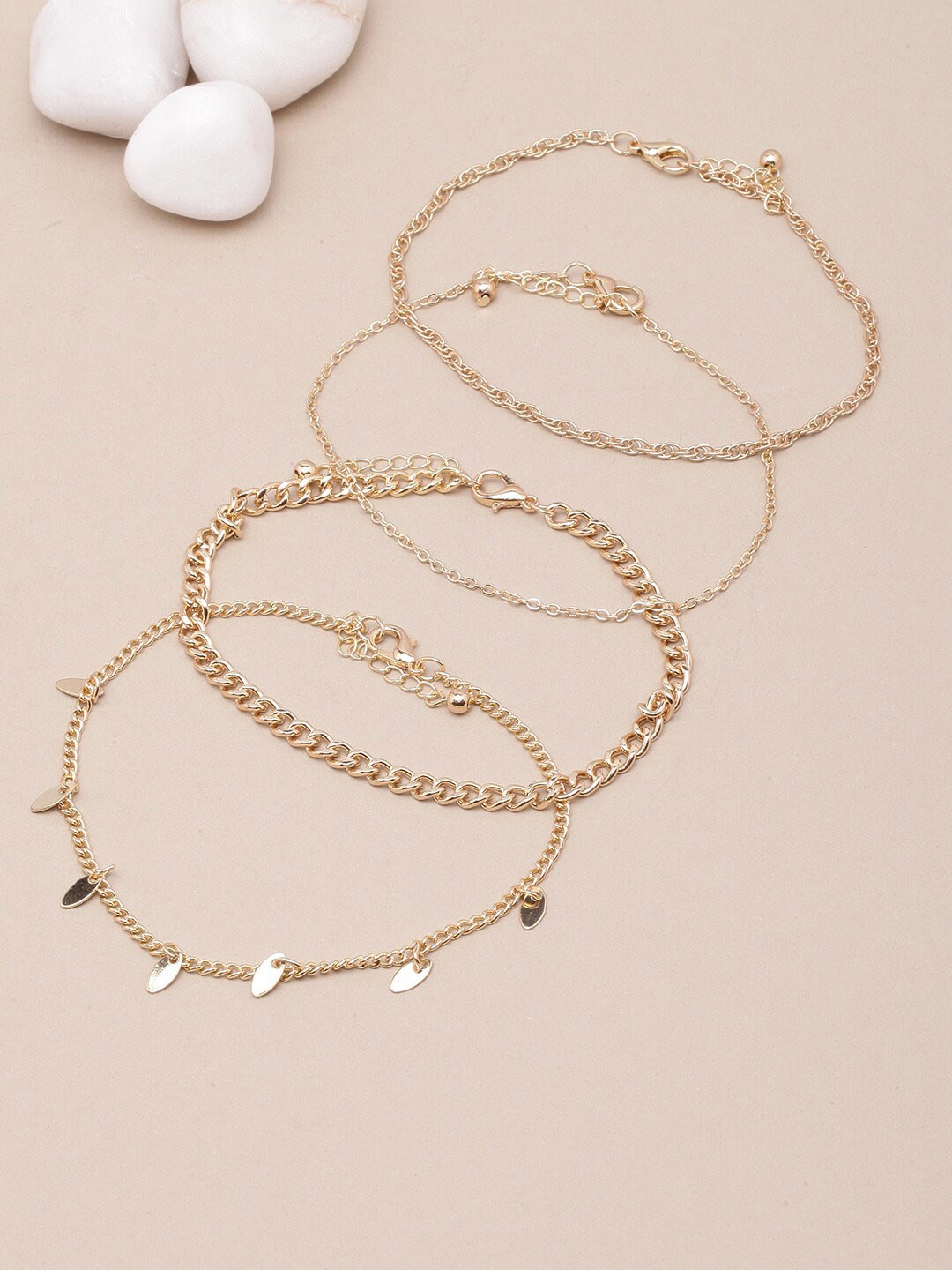 

DIVA WALK Set Of 4 Gold-Plated Anklets