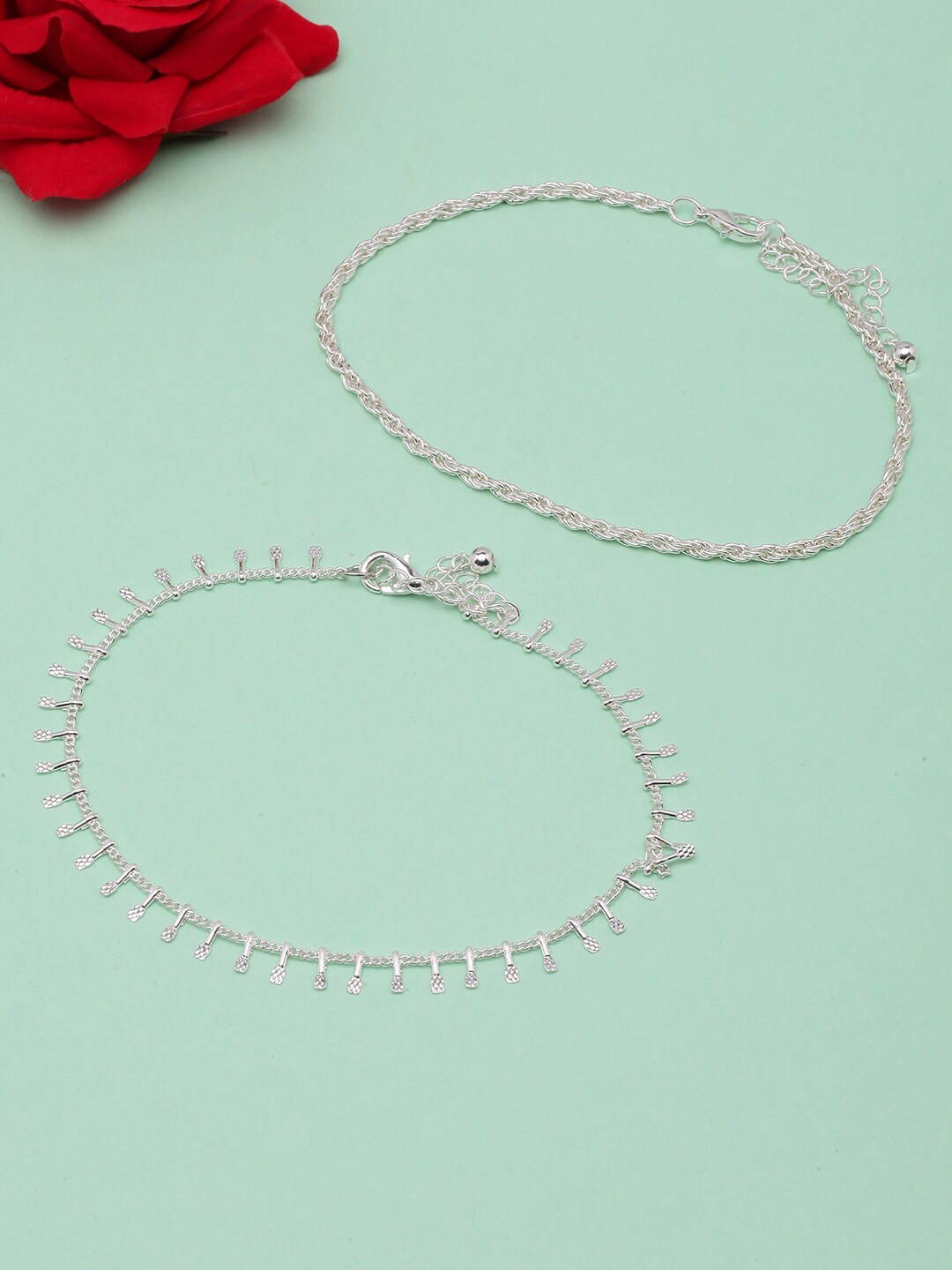 

DIVA WALK Set Of 2 Silver-Plated Anklets