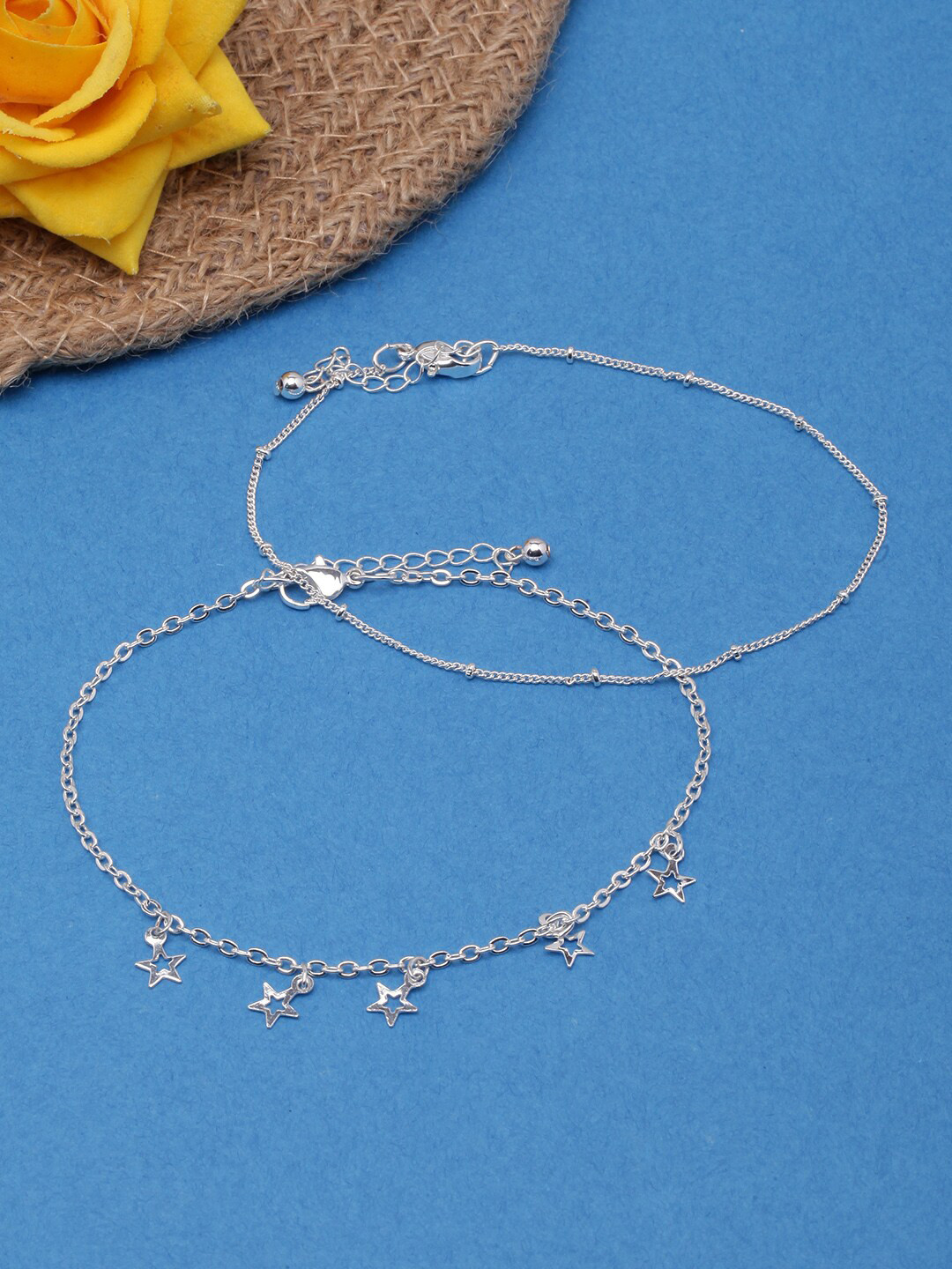 

DIVA WALK Set Of 2 Silver-Plated Anklets