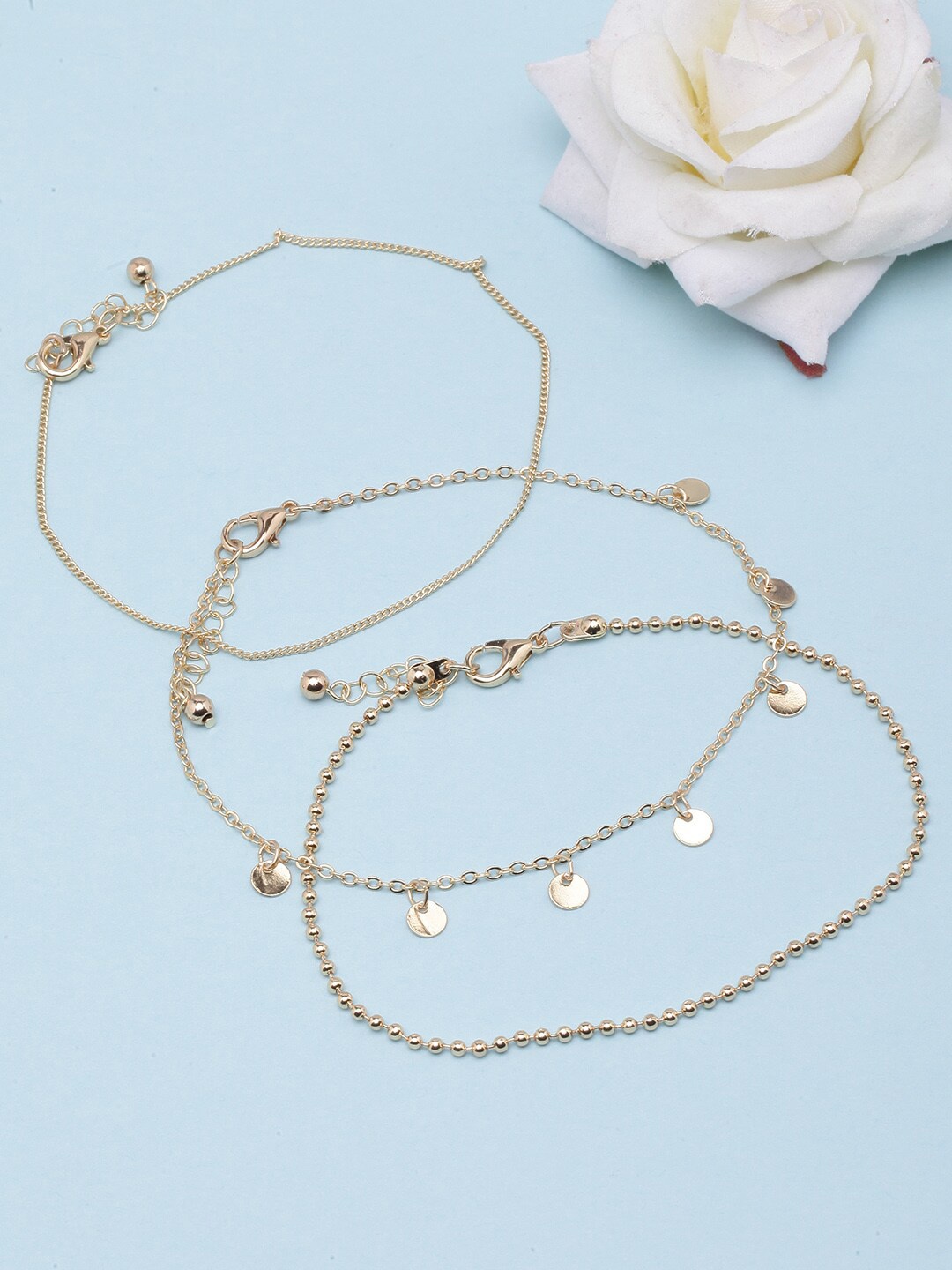 

DIVA WALK Set Of 3 Gold-Plated Anklets