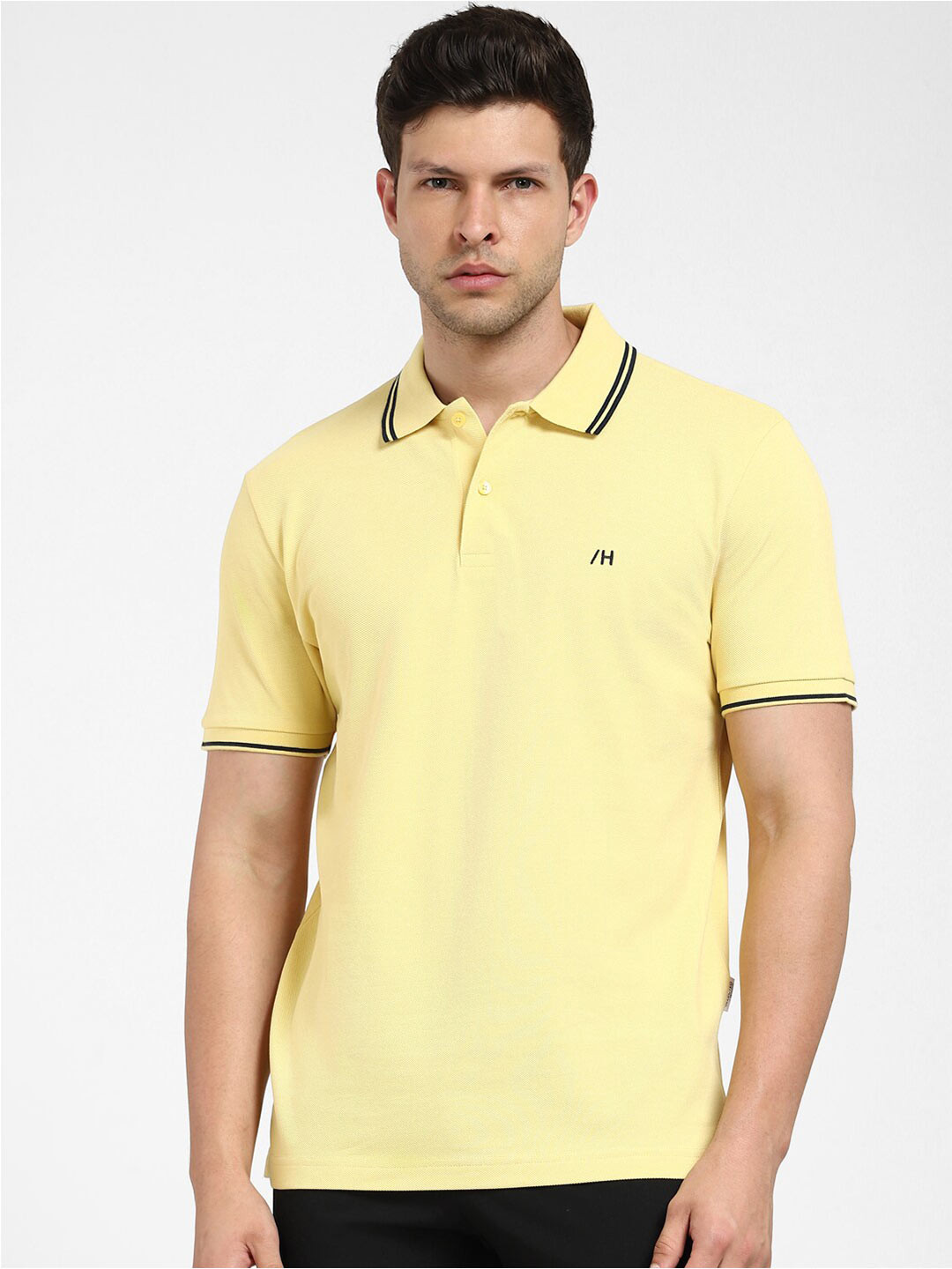 

SELECTED Polo Collar Cotton T-shirt, Yellow