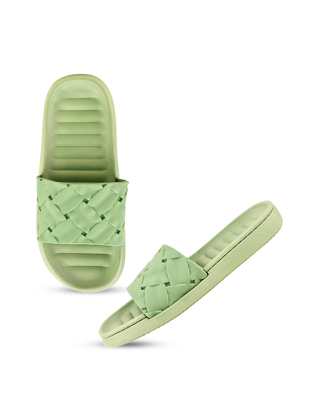 

Try Me Women Textured Light Weight Sliders, Green