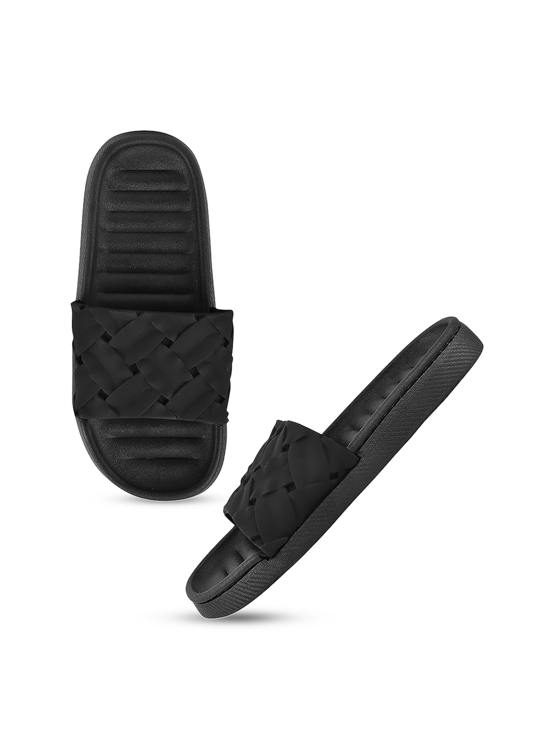 

Try Me Women Textured Light Weight Sliders, Black