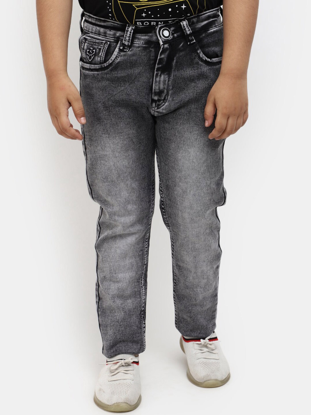 

V-Mart Boys Mid-Rise Classic Heavy Fade Jeans, Grey