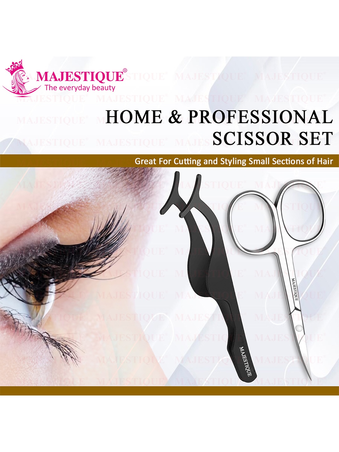 

MAJESTIQUE Pointed Small Scissor & Eyelash Curlers Extension Applicator - Assorted