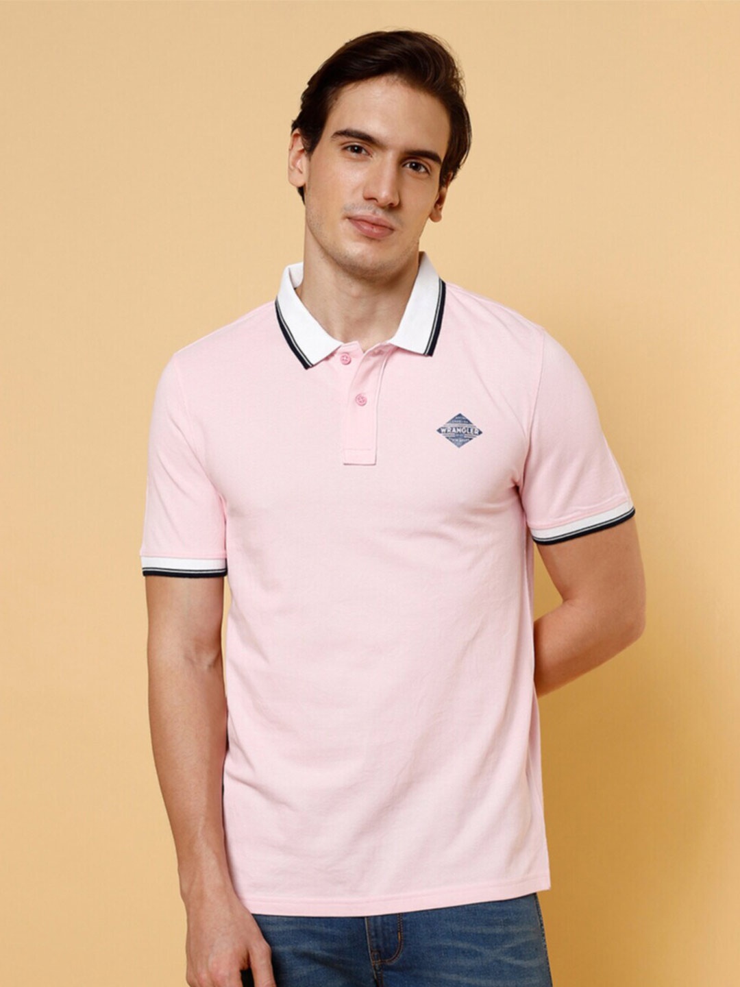 

Wrangler Polo Collar Cotton T-shirt, Pink