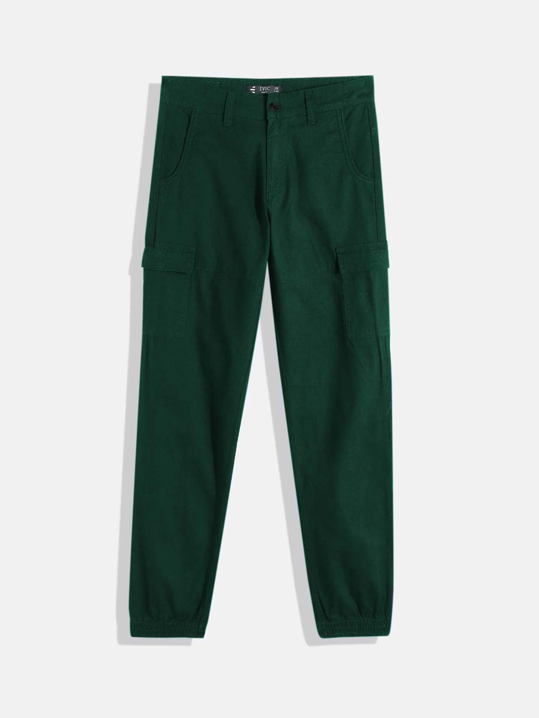 

IVOC Boys Mid-Rise Slim Fit Cargo Trousers, Green