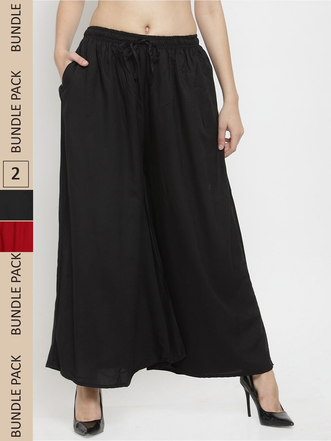 

Clora Creation Women Black & Red 2 Flared Ethnic Palazzos
