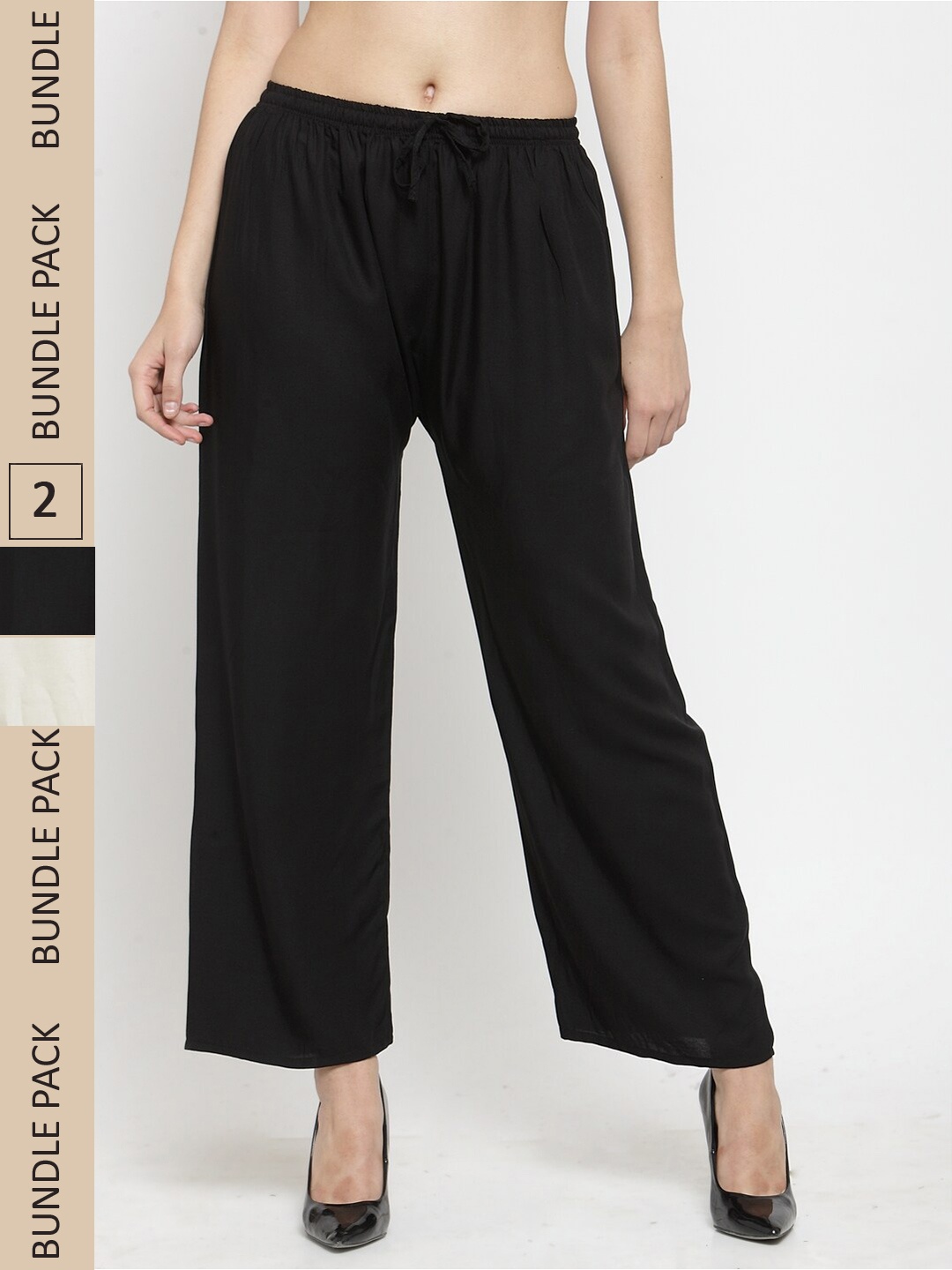 

Clora Creation Women Black & White 2 Flared Palazzos