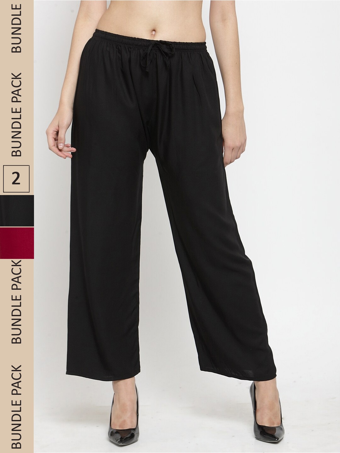 

Clora Creation Women Black & Maroon 2 Flared Palazzos
