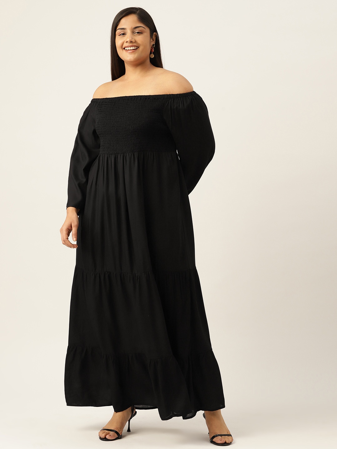

theRebelinme Off-Shoulder Fit & Flare Midi Dress, Black