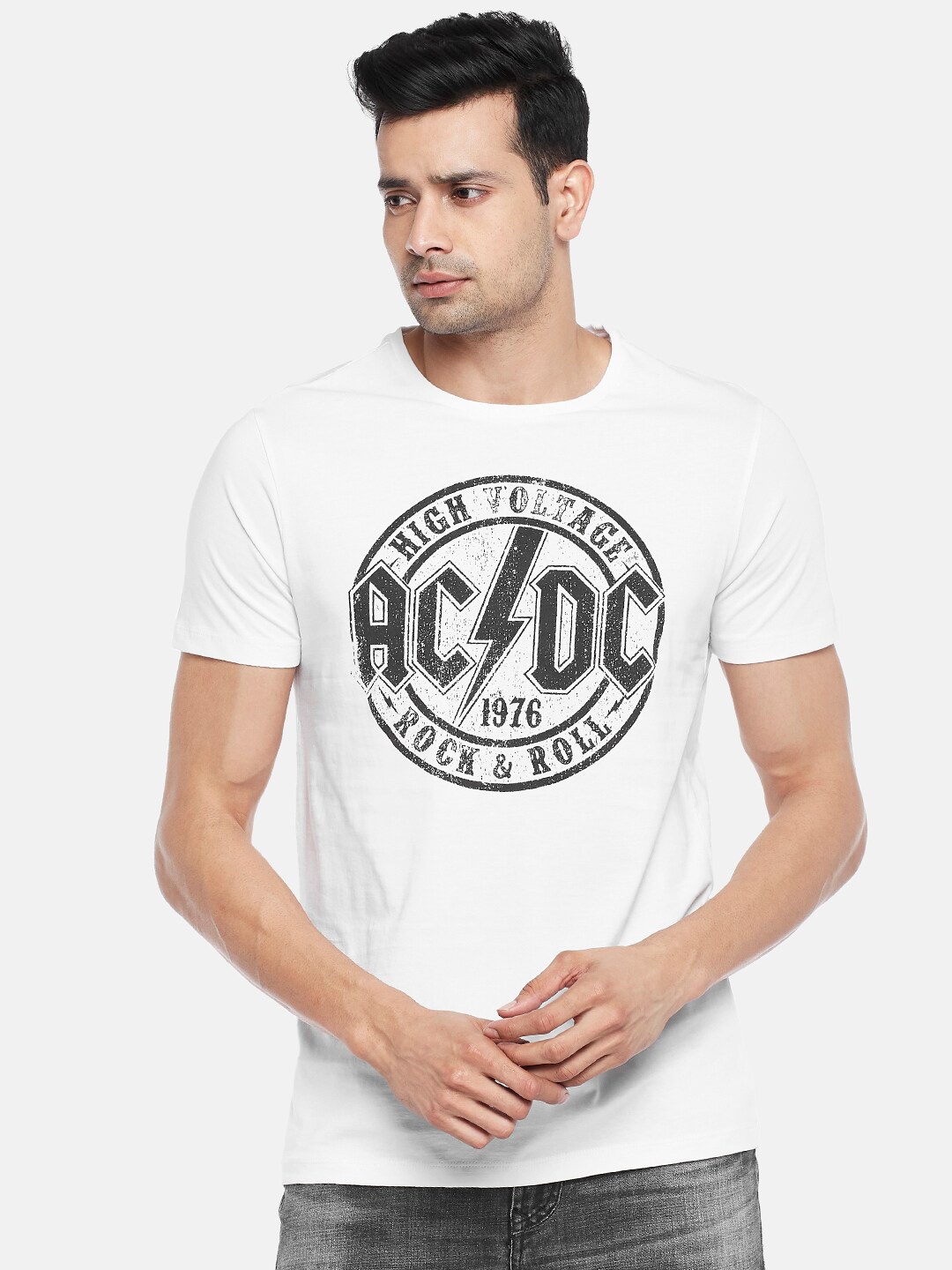 

SF JEANS by Pantaloons Typography Printed Slim Fit Cotton T-shirt, White