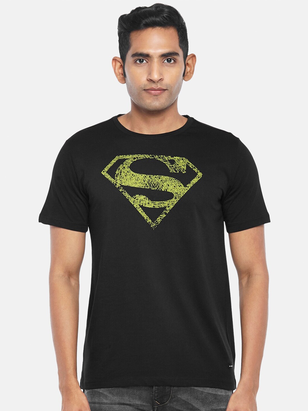 

SF JEANS by Pantaloons Superman Slim Fit Cotton T-shirt, Black