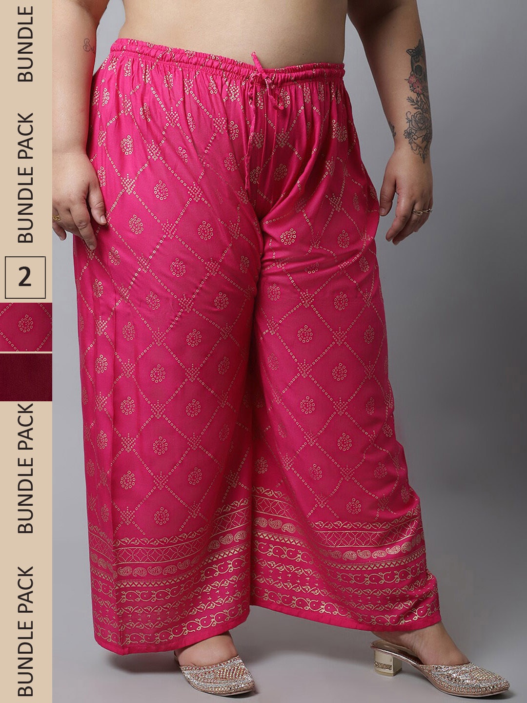 

Miaz Lifestyle Women Pink & Maroon 2 Palazzos