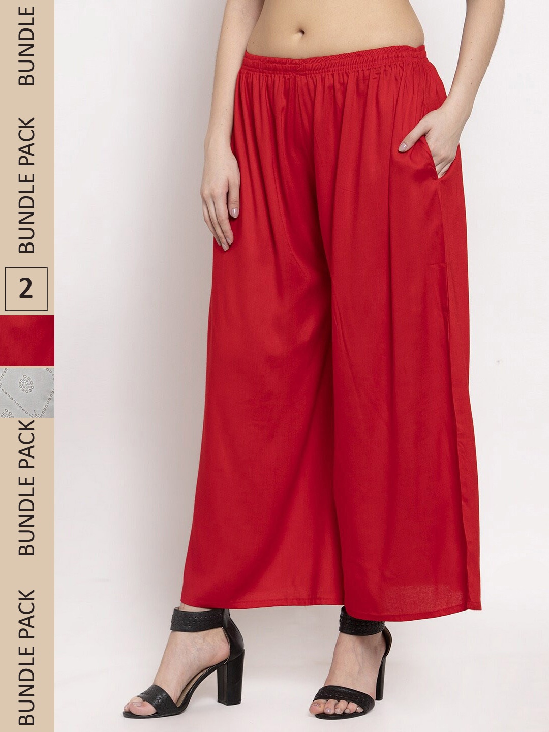 

Miaz Lifestyle Women Off White & Red 2 Palazzos