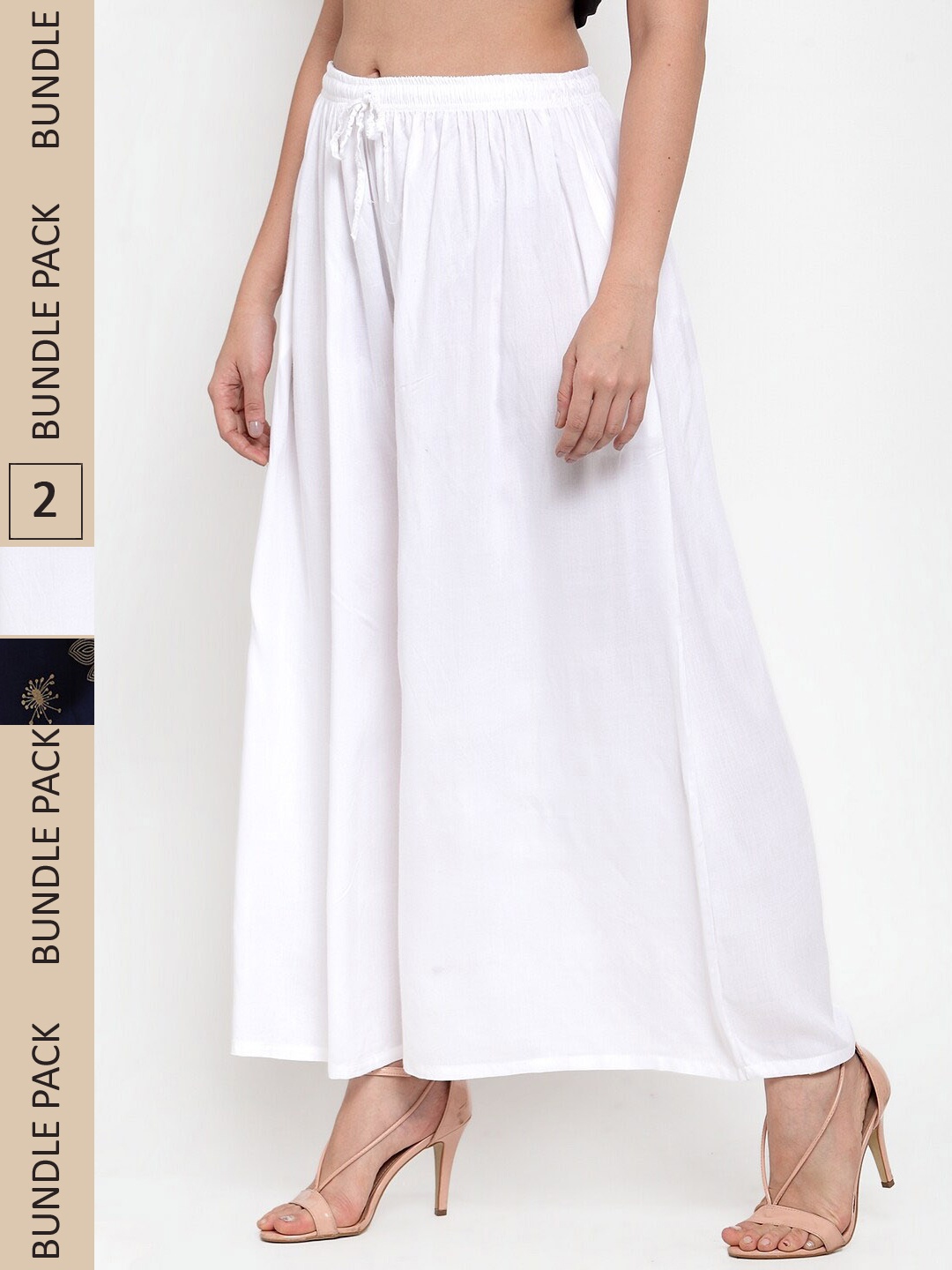 

Miaz Lifestyle Women White & Navy Blue 2 Palazzos