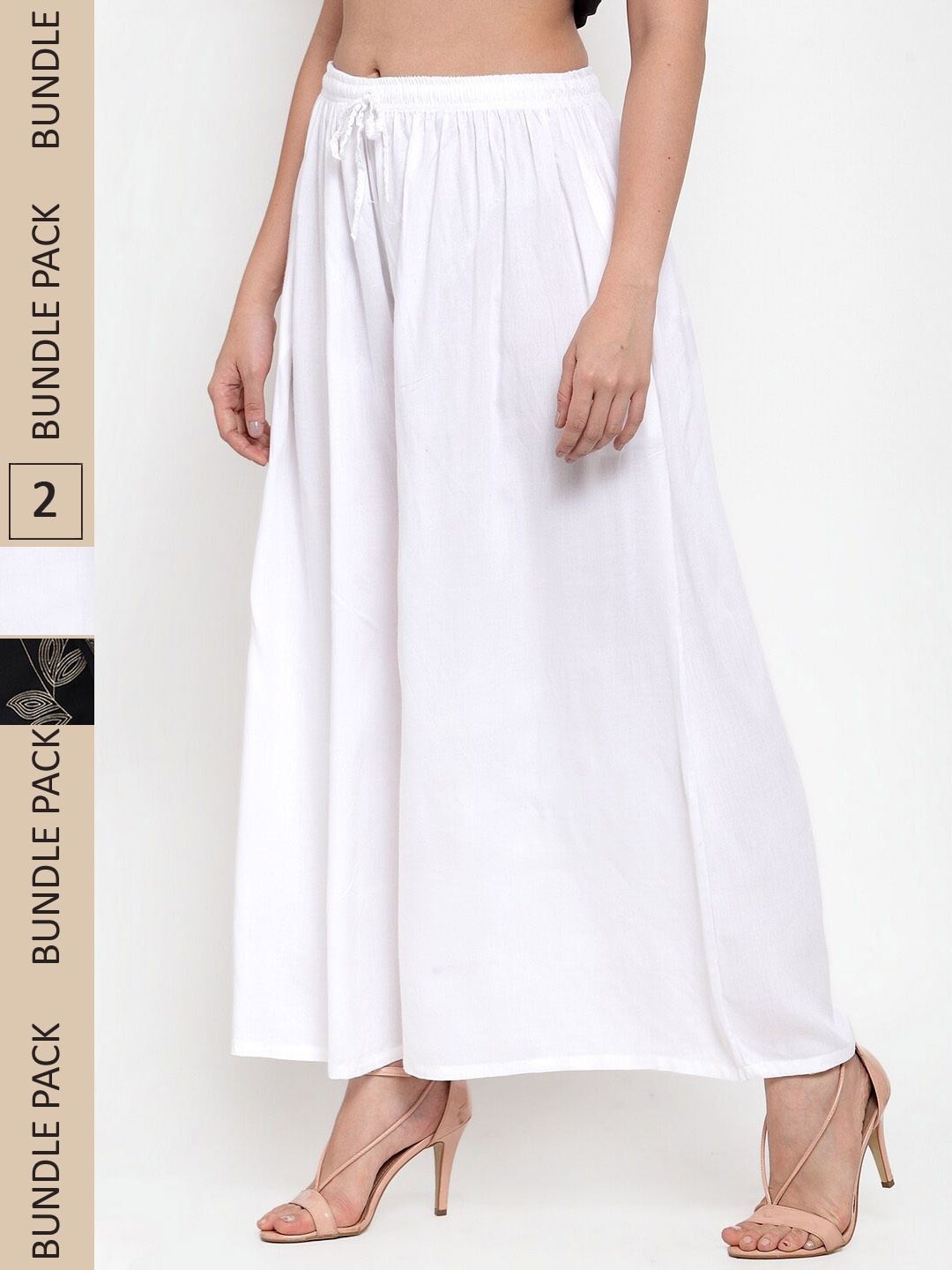 

Miaz Lifestyle Women Pack Of 2 Wide Leg Fit Palazzos, White