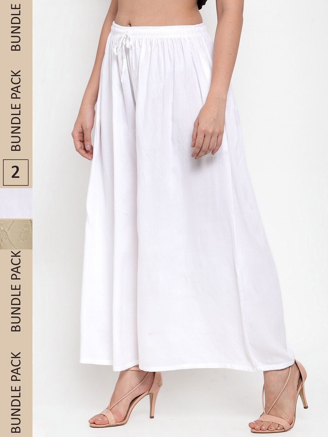 

Miaz Lifestyle Women Pack Of 2 Wide Leg Fit Palazzos, White