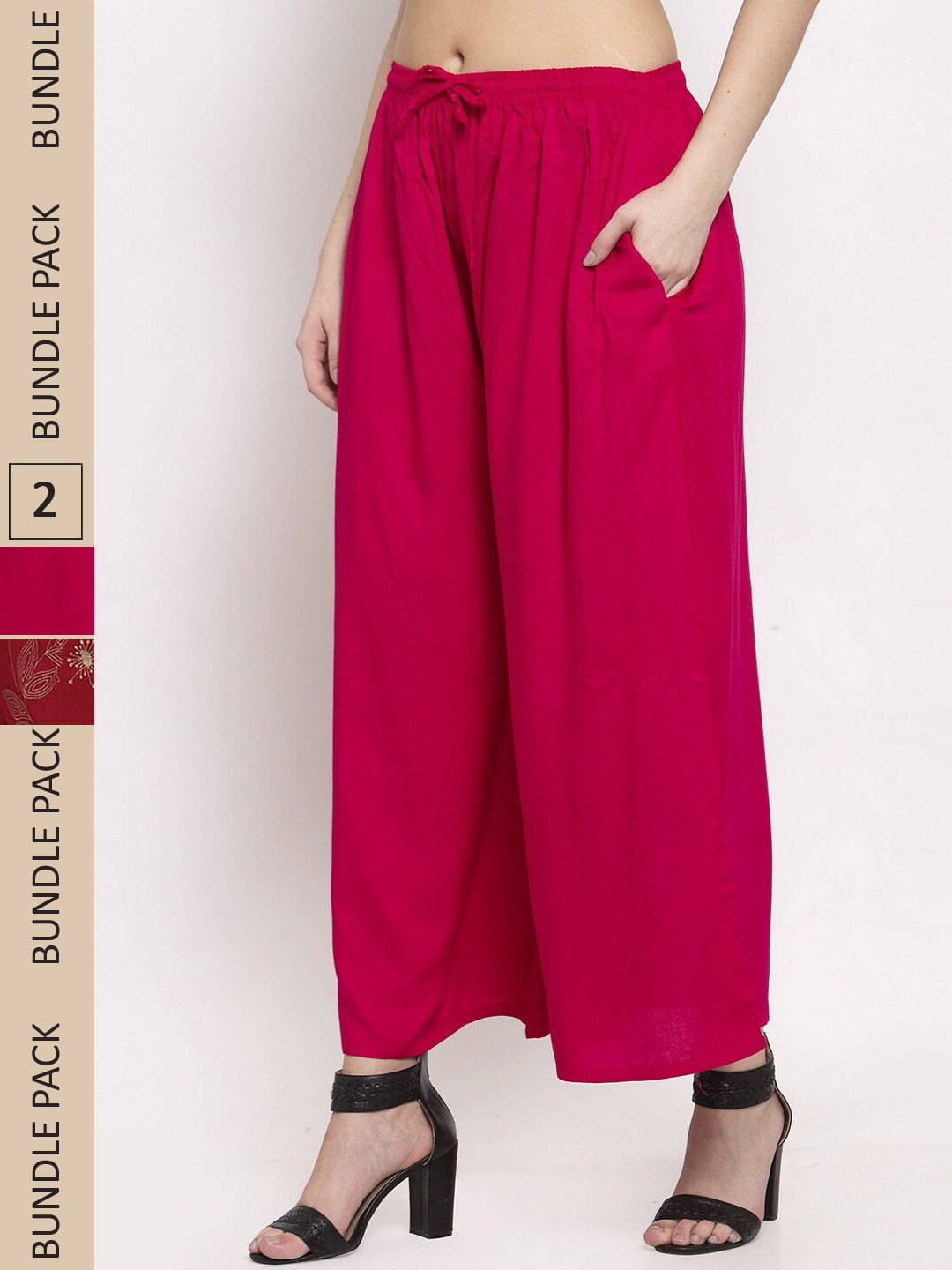 

Miaz Lifestyle Women Pink & Red 2 Floral Printed Palazzos