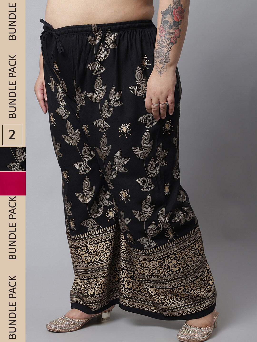 

Miaz Lifestyle Women Red & Black 2 Flared Palazzos