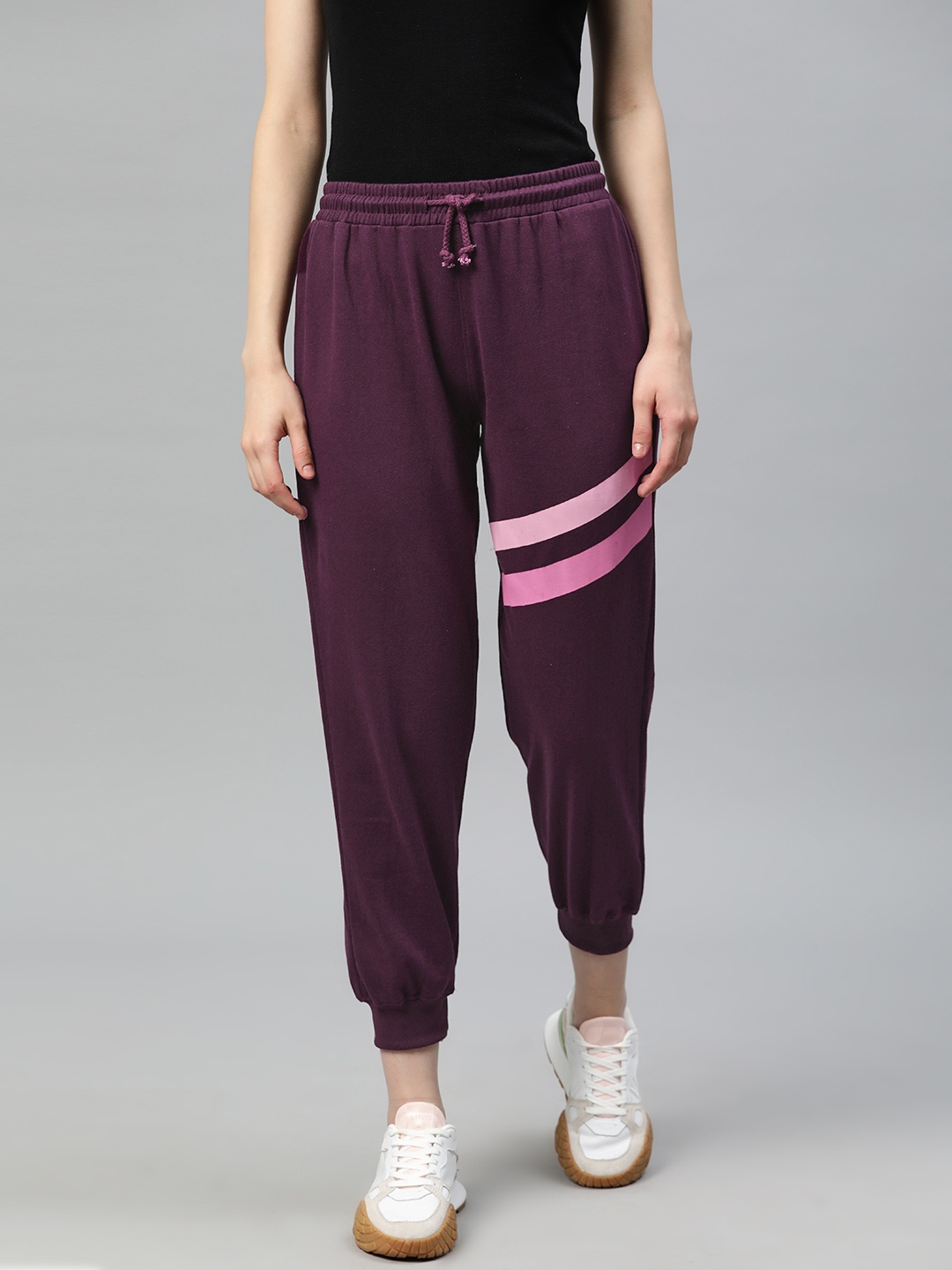 

Laabha Women Side Striped Track Pant, Burgundy