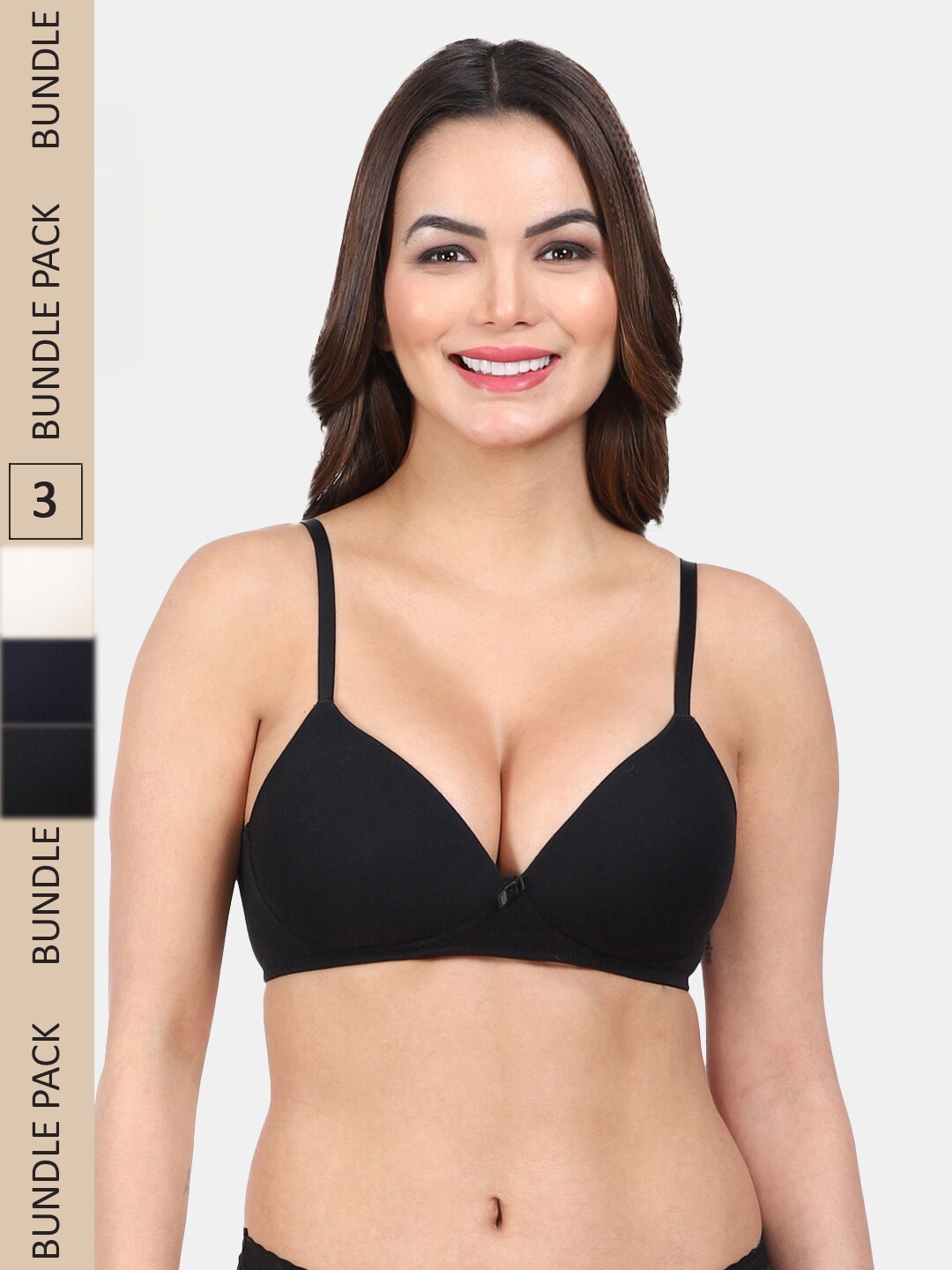 

Amour Secret Pack Of 3 Medium Coverage Lightly Padded All Day Comfort Seamless T-Shirt Bra, Black