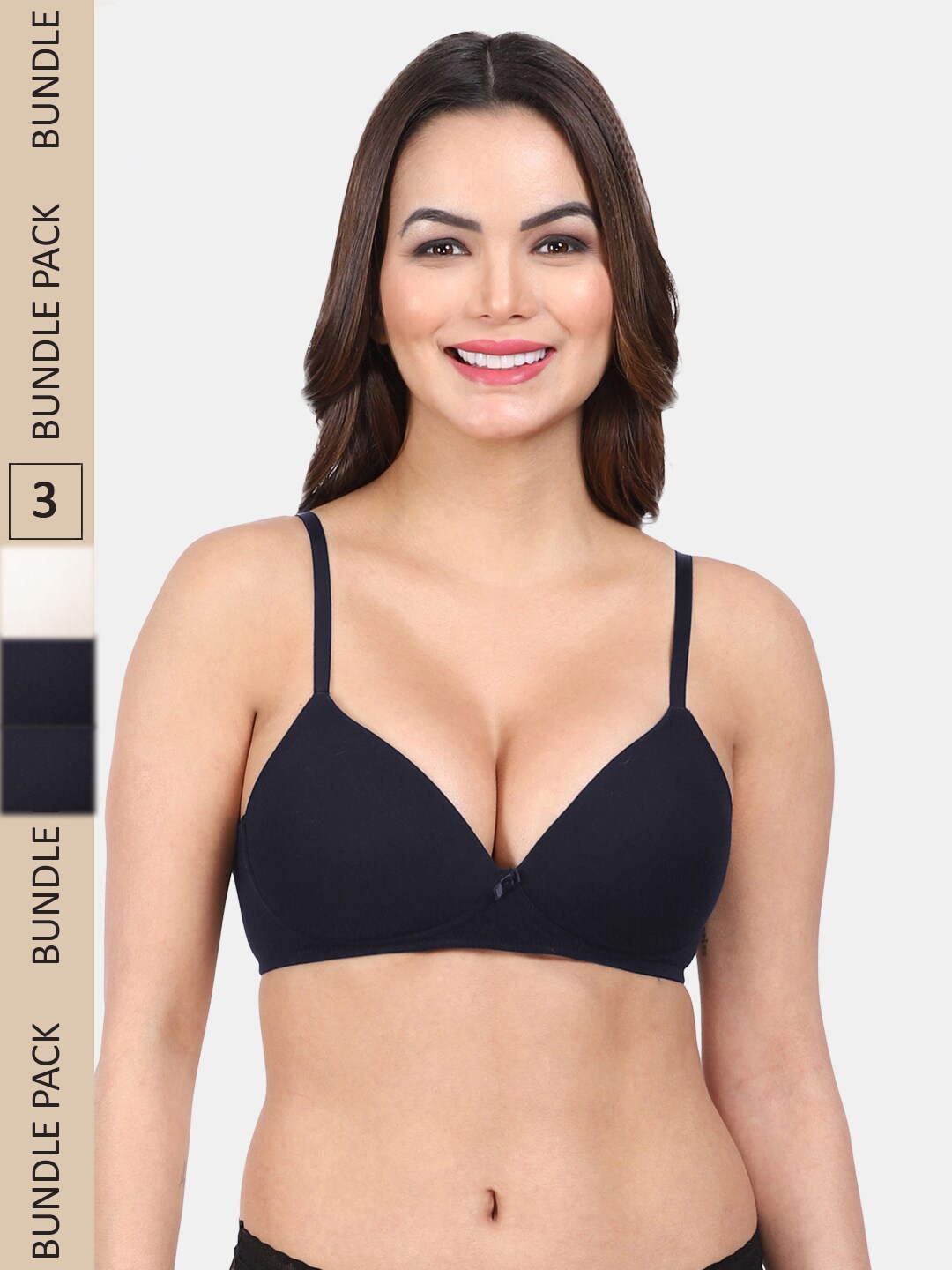 

Amour Secret Pack Of 3 Medium Coverage Lightly Padded All Day Comfort Seamless T-Shirt Bra, Black