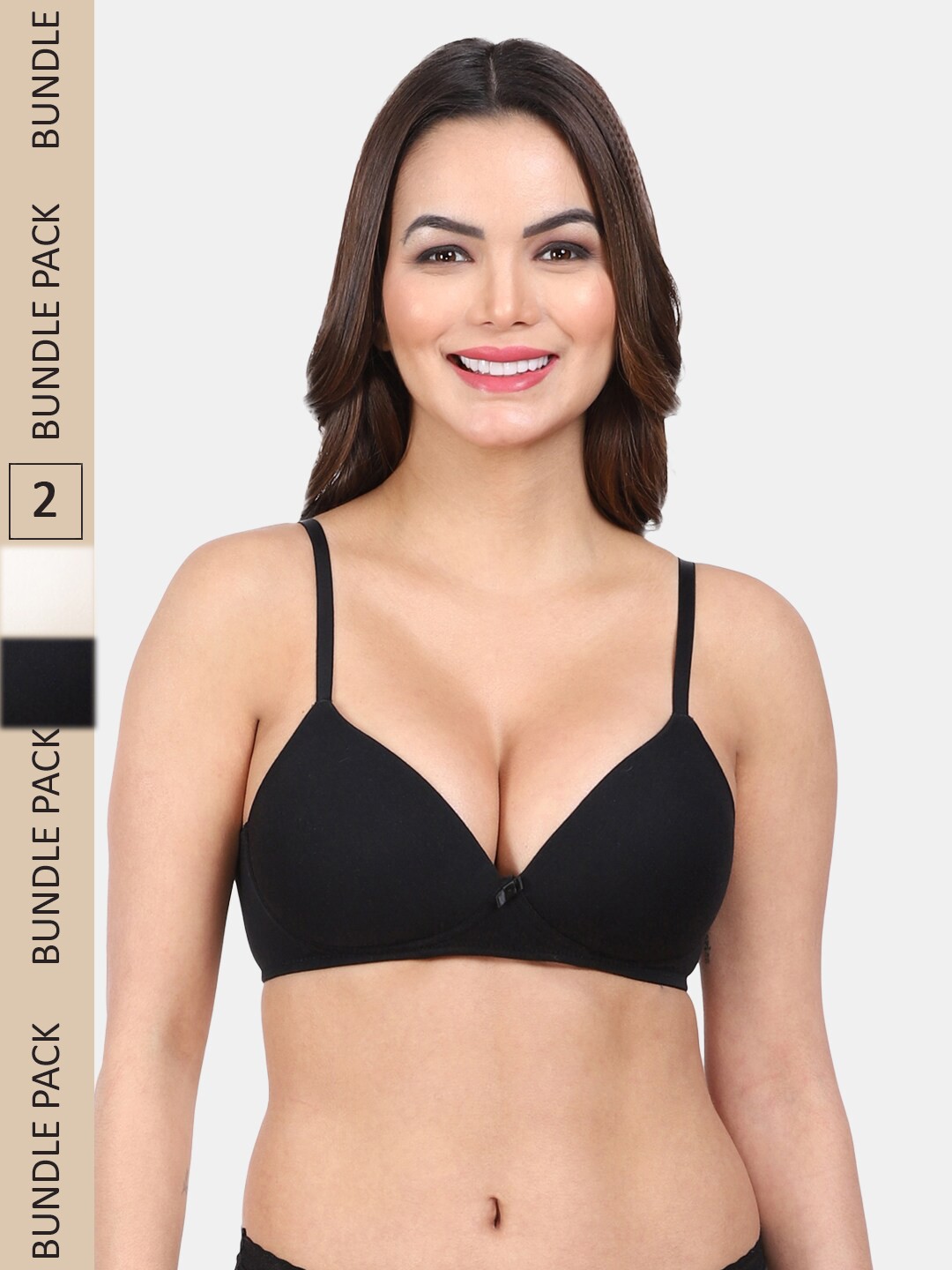 

Amour Secret Pack Of 2 Lightly Padded Seamless All Day Comfort T-shirt Bra, Black