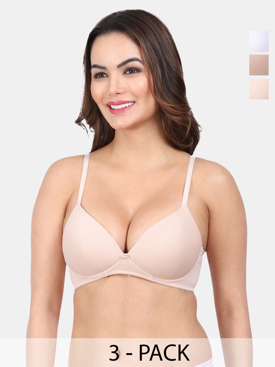 

Amour Secret Pack Of 2 Lightly Padded Seamless All Day Comfort T-shirt Bra, Nude