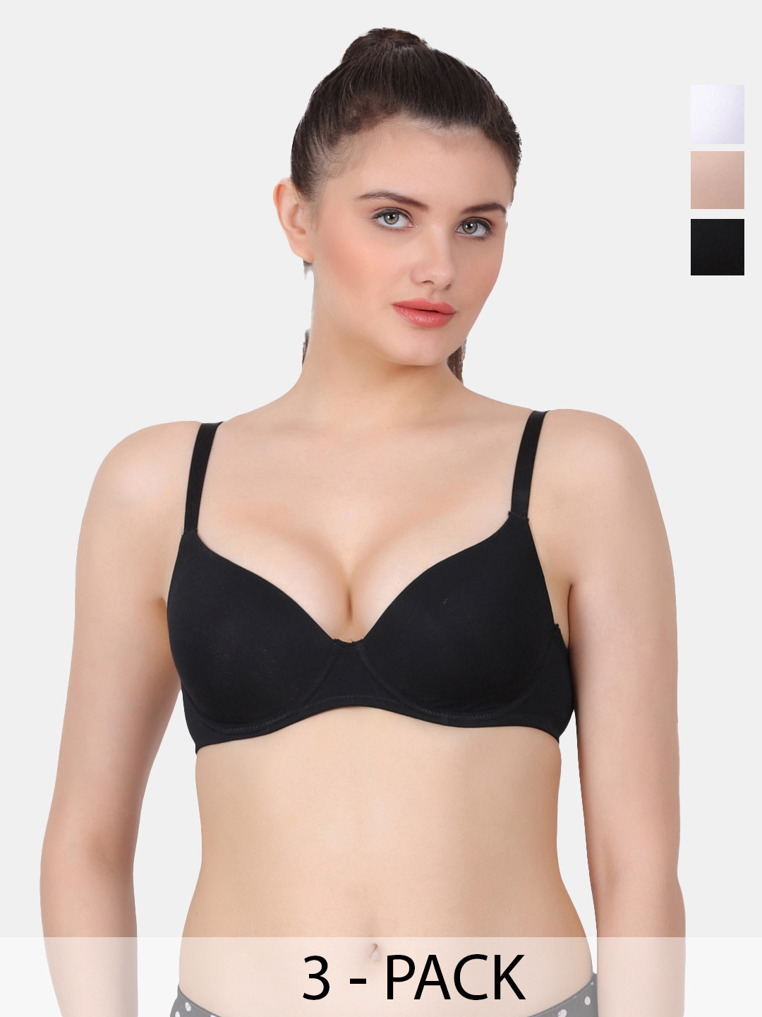 

Amour Secret Pack Of 3 Lightly Padded Seamless All Day Comfort T-shirt Bra, Black