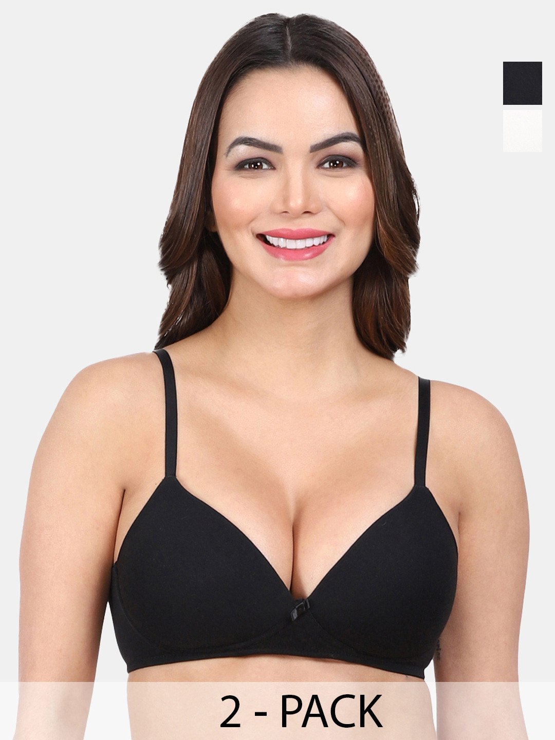

Amour Secret Pack Of 2 Lightly Padded Seamless All Day Comfort T-shirt Bra, Black