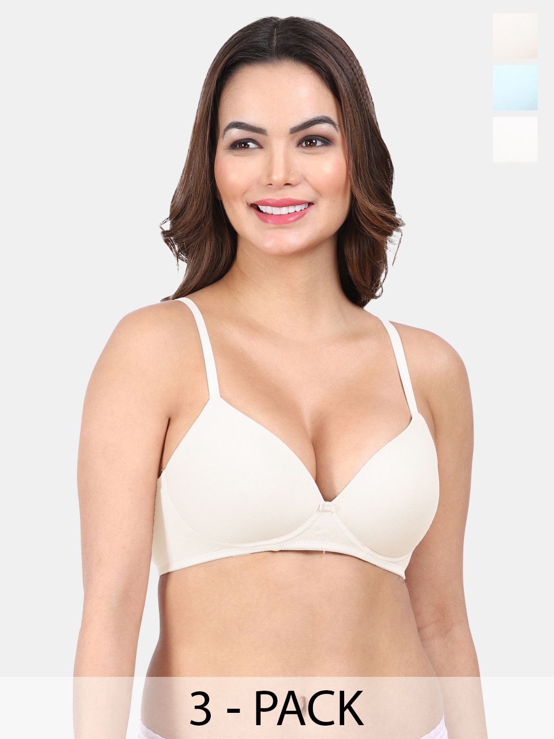 

Amour Secret Pack Of 3 Lightly Padded Seamless All Day Comfort T-shirt Bra, Off white