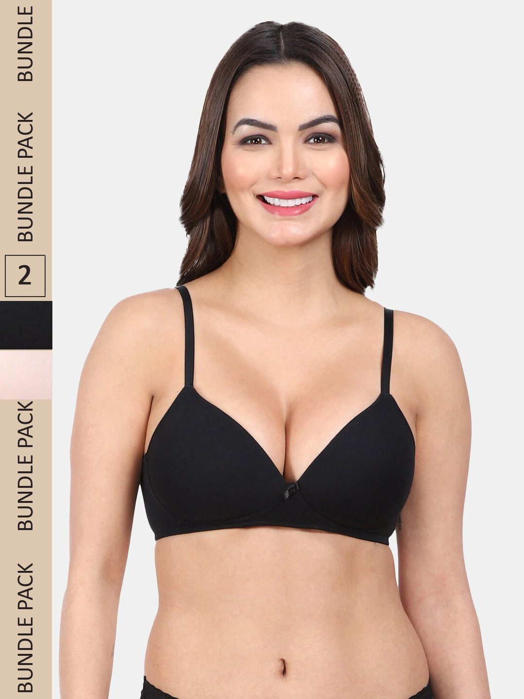 

Amour Secret Pack Of 2 Lightly Padded Seamless All Day Comfort T-shirt Bra, Black