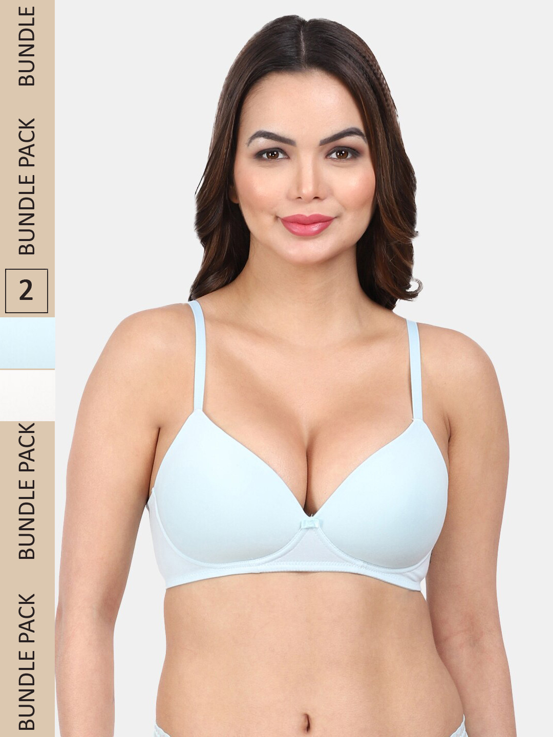 

Amour Secret Pack Of 2 Medium Coverage Lightly Padded All Day Comfort Seamless T-Shirt Bra, Blue