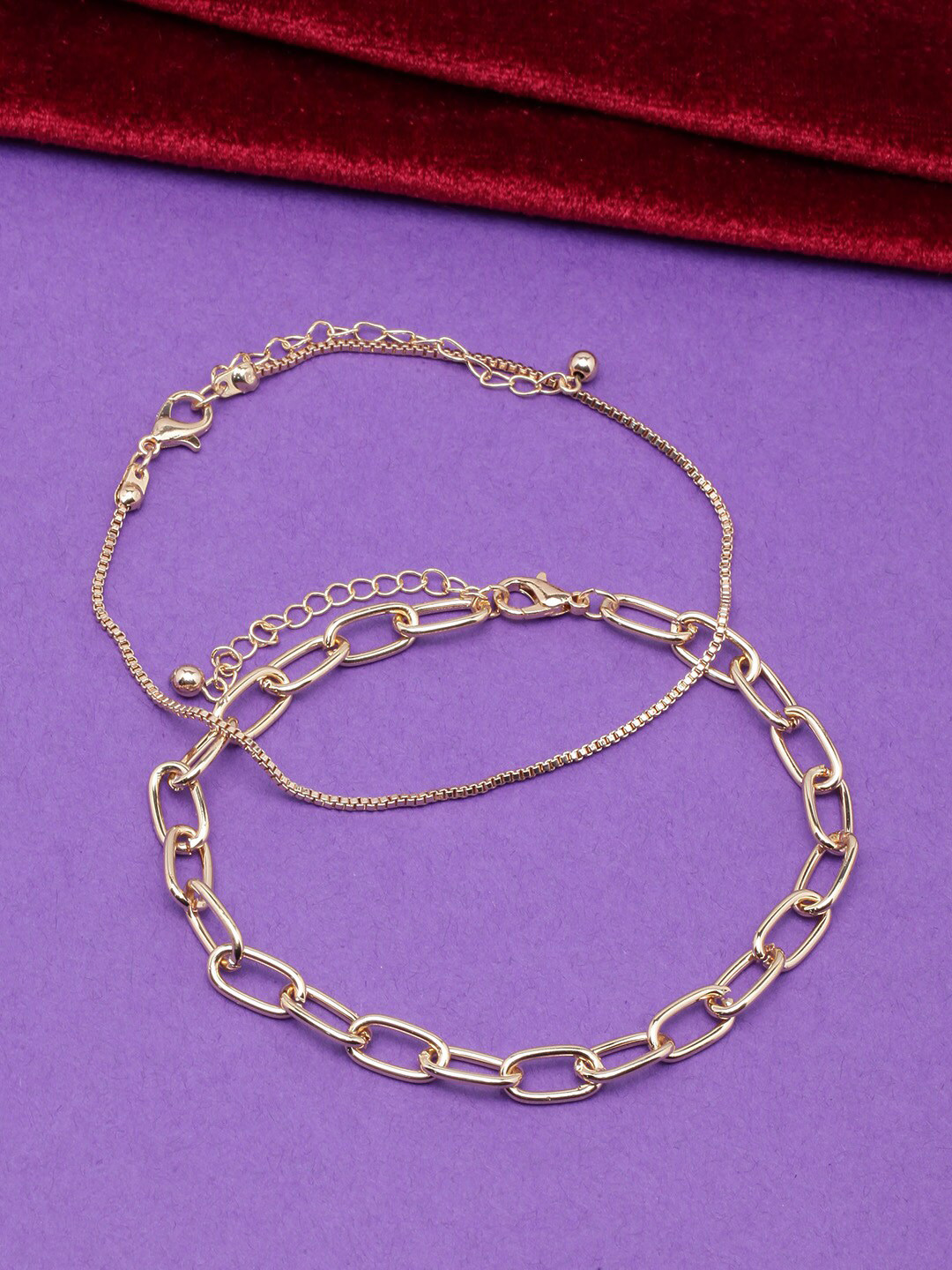 

DressBerry Set Of 2 Gold-Plated Anklets